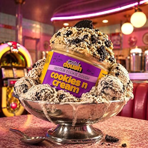 Image of Twisted Dough Protein Cookie Dough, Cookies and Cream Flavor, 2 Pack, 100g Protein, Healthy Snacks, Gluten Free Edible Cookie Snack, High Protein Low Carb & Low Sugar Dessert for Kids & Adults, Keto Friendly