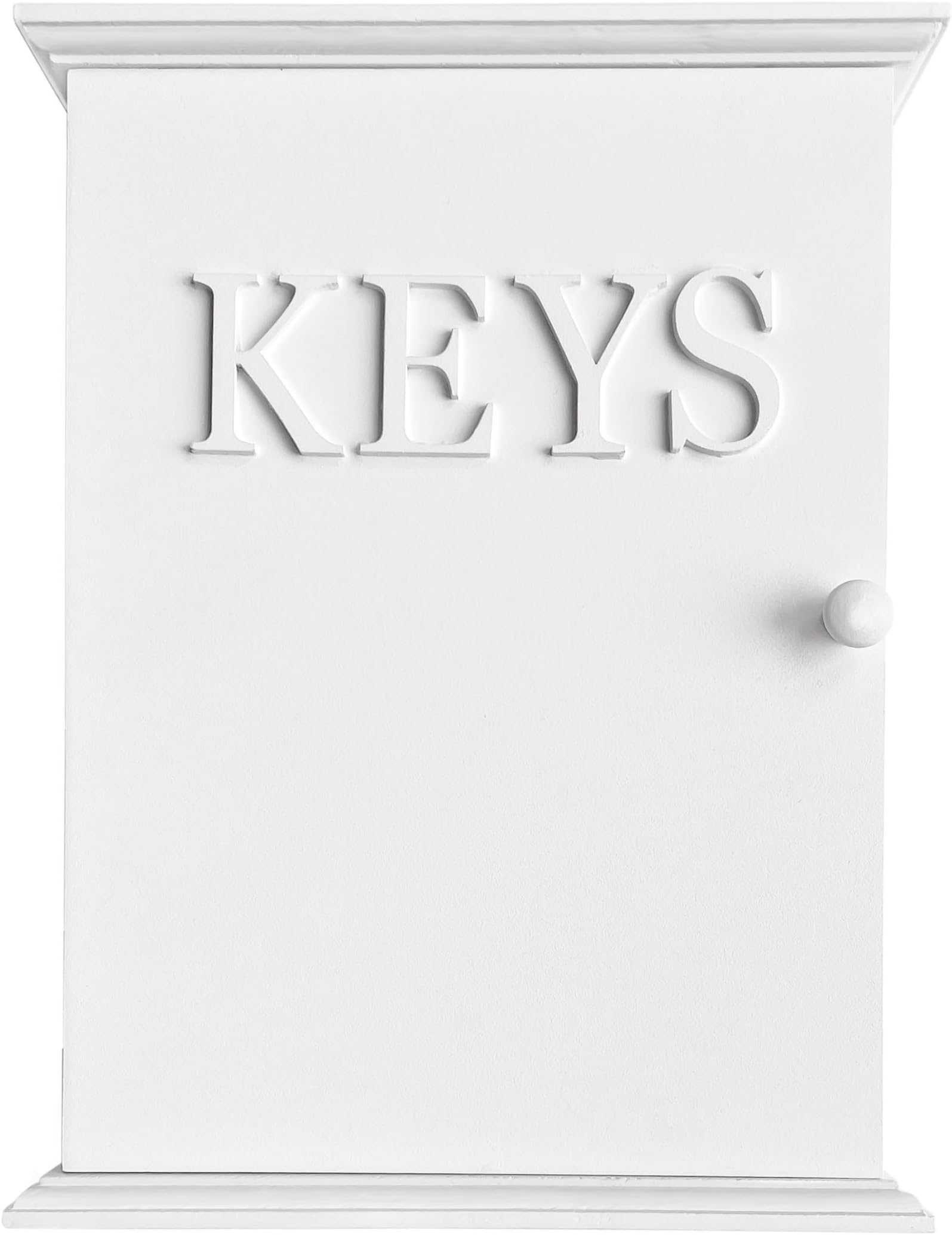 Key Cabinet with 6 Key Hooks Wood White