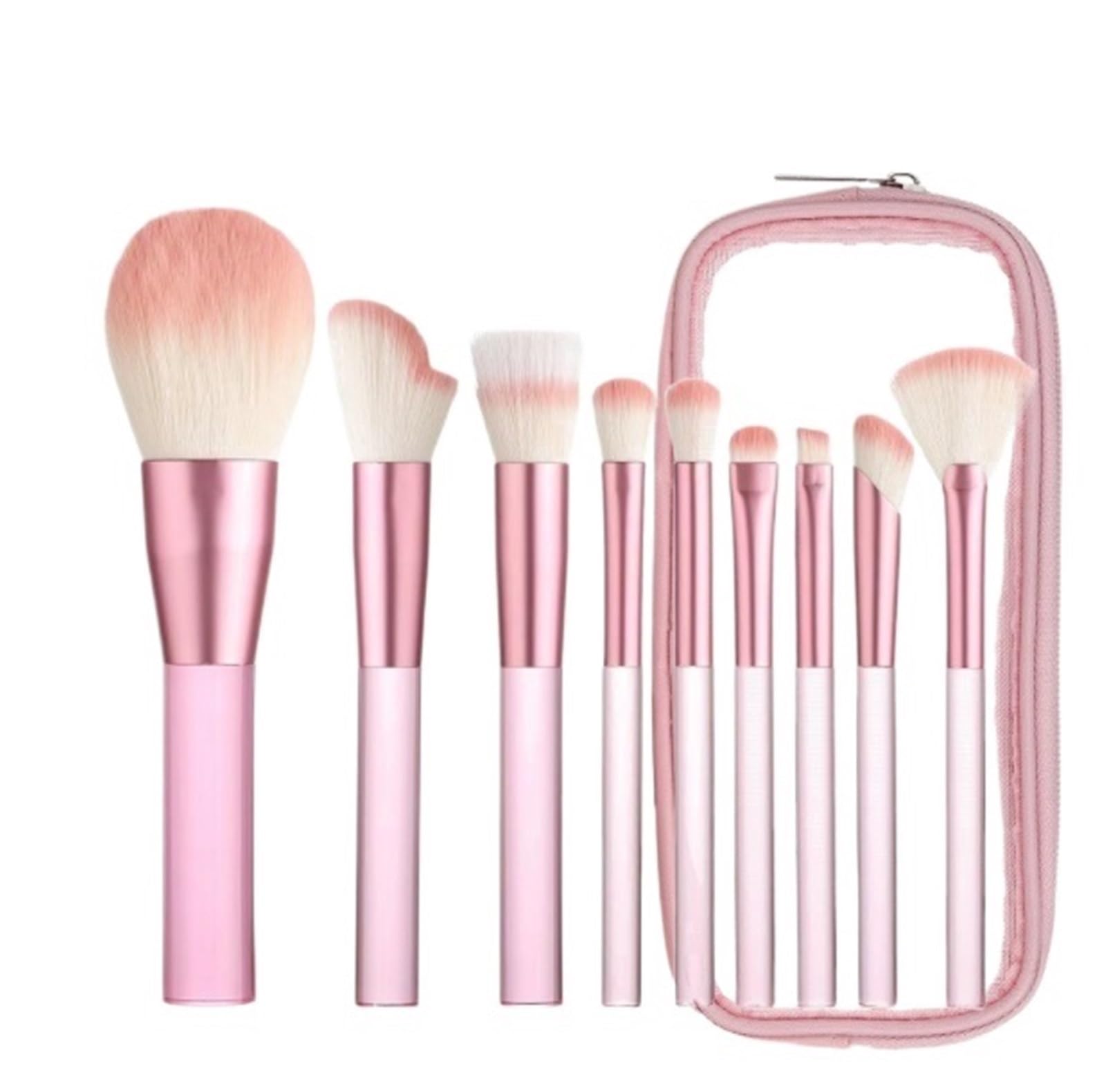 Pinceaux Maquillages Ensemble De Pinceaux De Maquillage 9 Pièces for Fond De Teint, Anti-cernes, Ombre À Paupières, Blush Pinceaux Cosmétiques(Pink-Brush Pack)