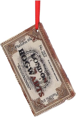 Miniatura 4 de Nemesis Now Adorno colgante de boleto expreso de Harry Potter Hogwarts con licencia oficial de 3.7 in, color crema