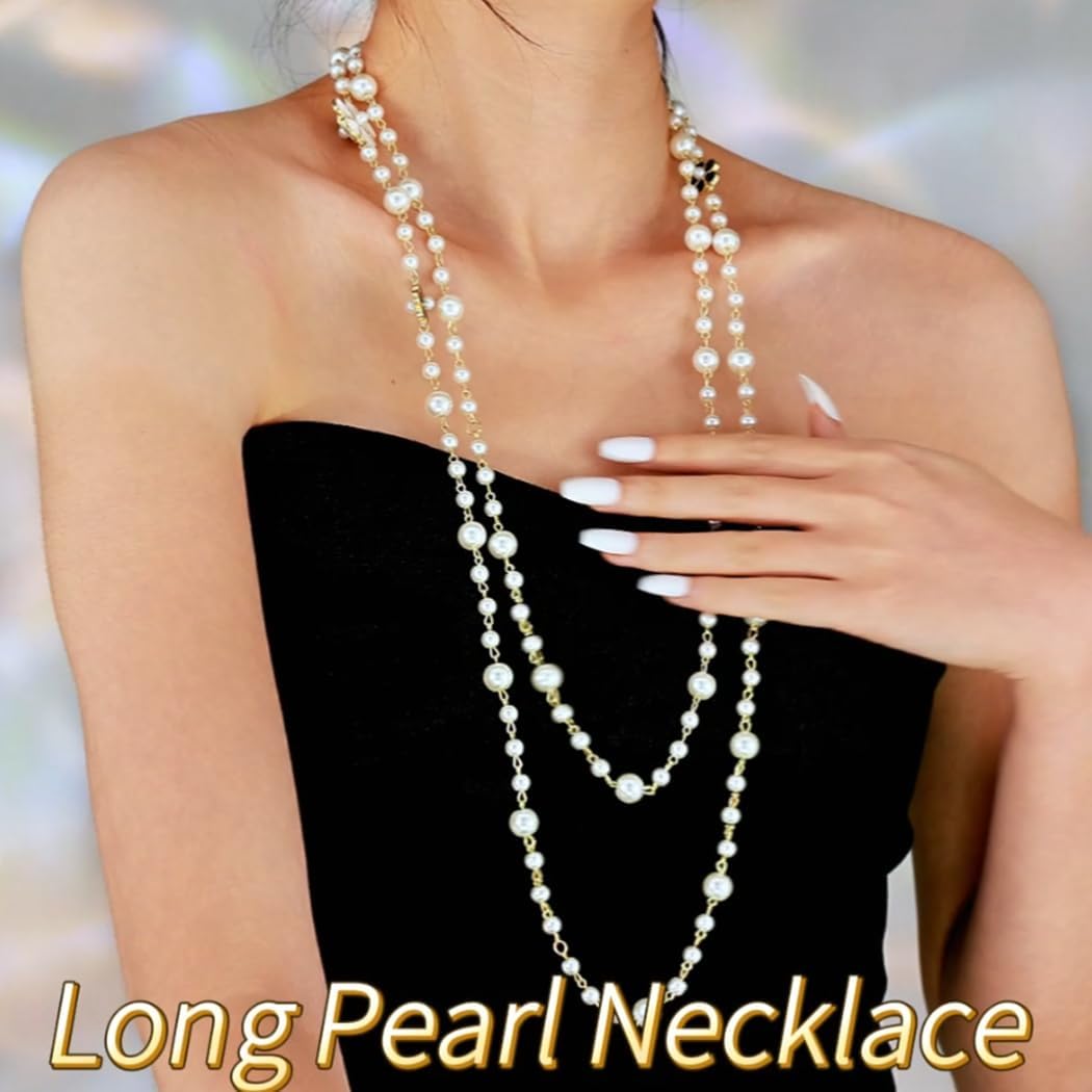 Long Pearl Necklaces Layered Pearl Necklaces Jewelry 1920s Pearls Body Jewelry for Women