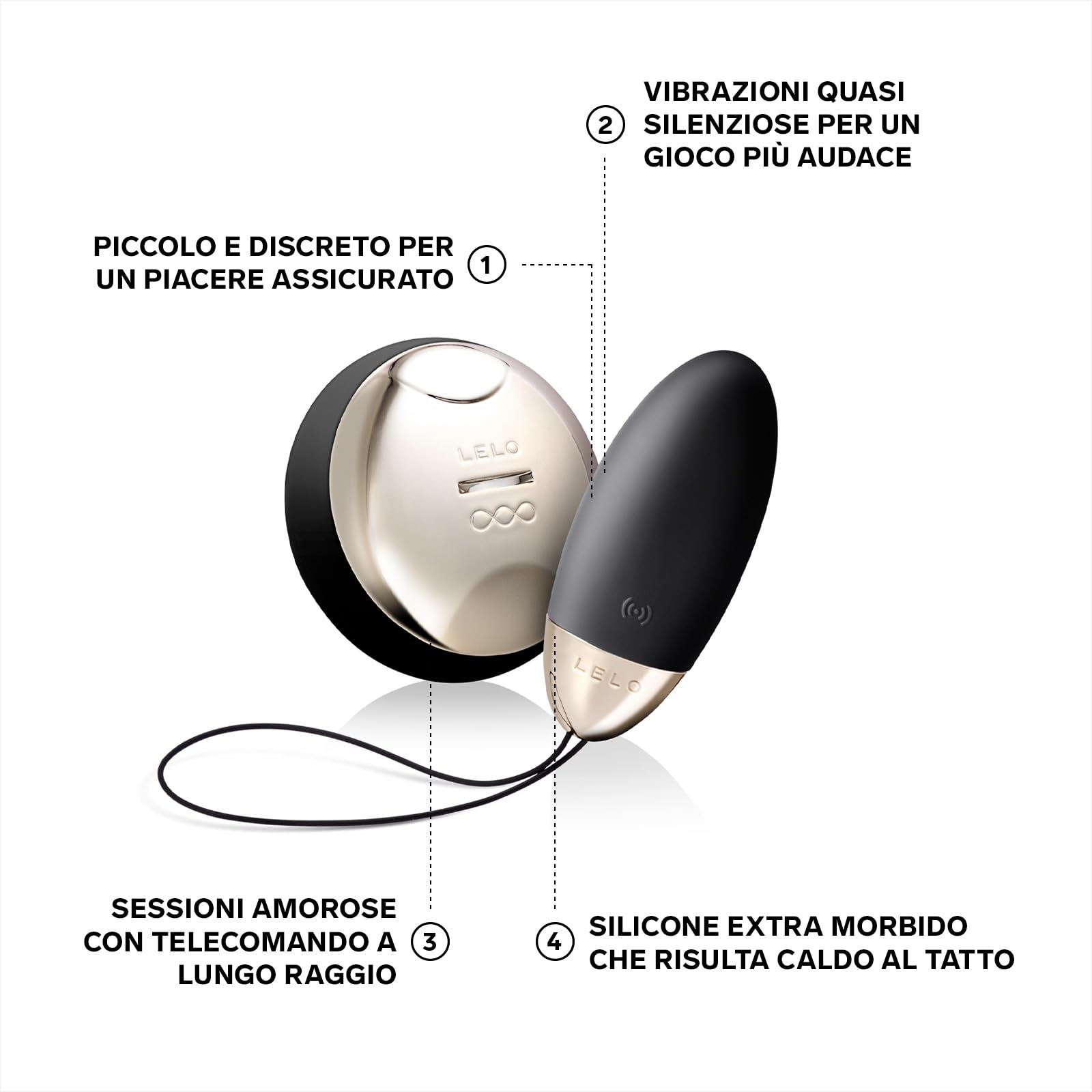 LELO LYLA 2 Massaggiatore a Proiettile per Adulti, Massaggiatore Portatile in Silicone con Tecnologia SenseMotion e Telecomando, Mini Vibratore, Stimolatore Clitorideo, Black