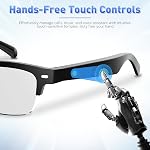 padom Smart Glasses, Open-Ear Sound Mic & Speakers, Smart Audio Polarized Sunglasses with Photochromic Lenses, IPX4 Waterproof, Voice Assistant, Unisex Bluetooth Glasses for Travel, Working & Driving