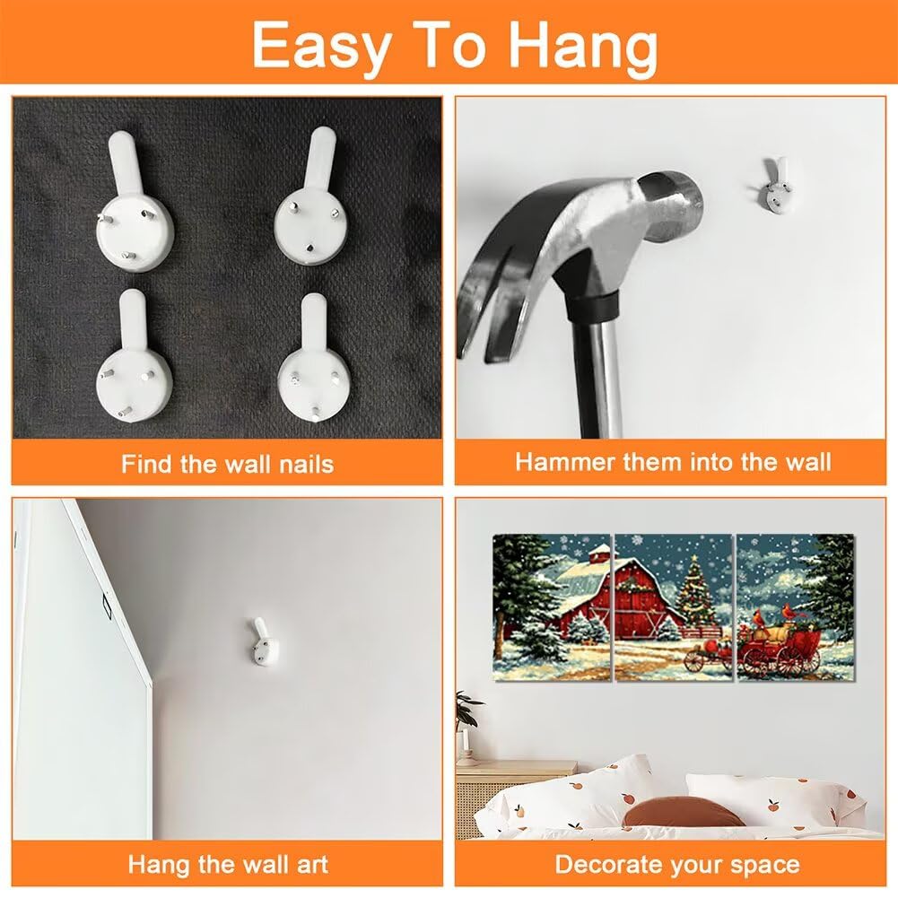 Wandbilder Farm 60x80cm, 3Pcs Leinwand Bilder Groß Wanddeko Wohnzimmer, Weihnachten Leinwand Bilder mit Rahmen, Moderne Wandbilder Wohnzimmer Poster Set mit Haken, Wand Deko Schlafzimmer Poster, -2190