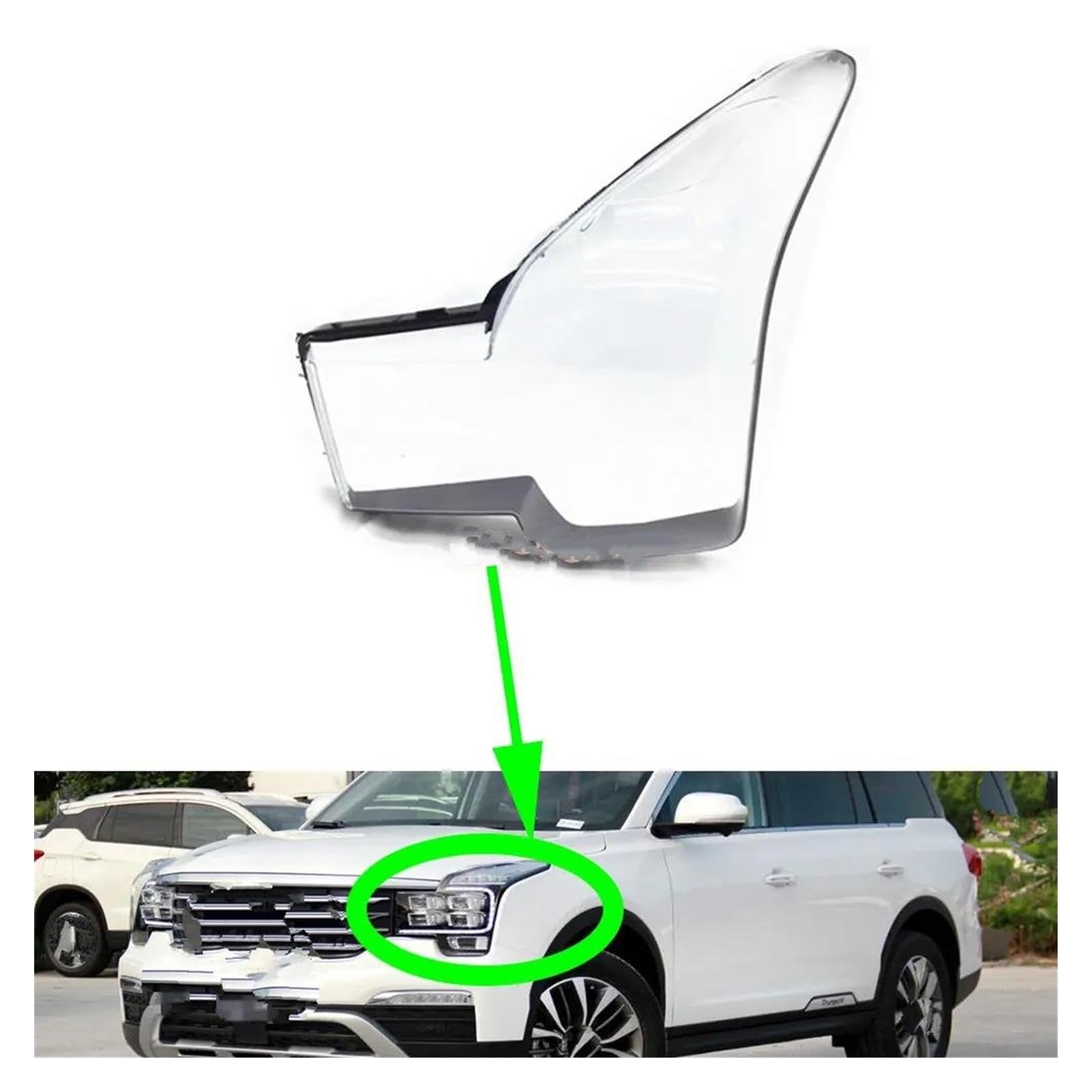 Coche Lámpara Cubierta Para Trumpchi GS7 GS8 2017 2018 2019 2020 2021 Lente Faro Luces Coche Reemplazo Vidrio Carcasa Frontal Automóvil Lente Proyector Cubierta Faro(1 Pcs Left)