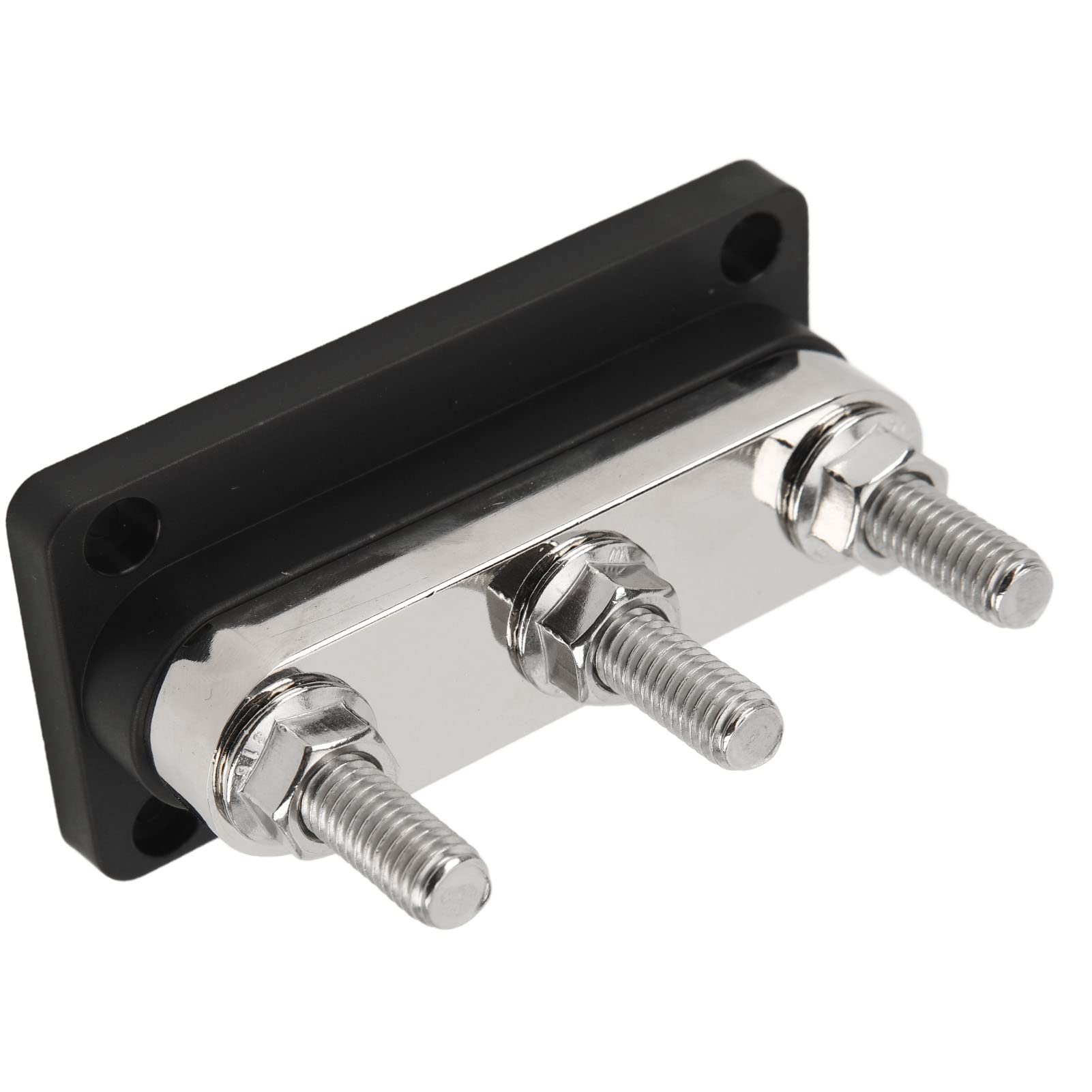 lyrlody Blocco di Distribuzione dell'alimentazione Blocco di Giunzione Batteria Placcato in Ottone da 12 V A 48 V 600 A 3 Perni M10 Montaggio Superficiale per Camion RV Marine Barche Organizzazione