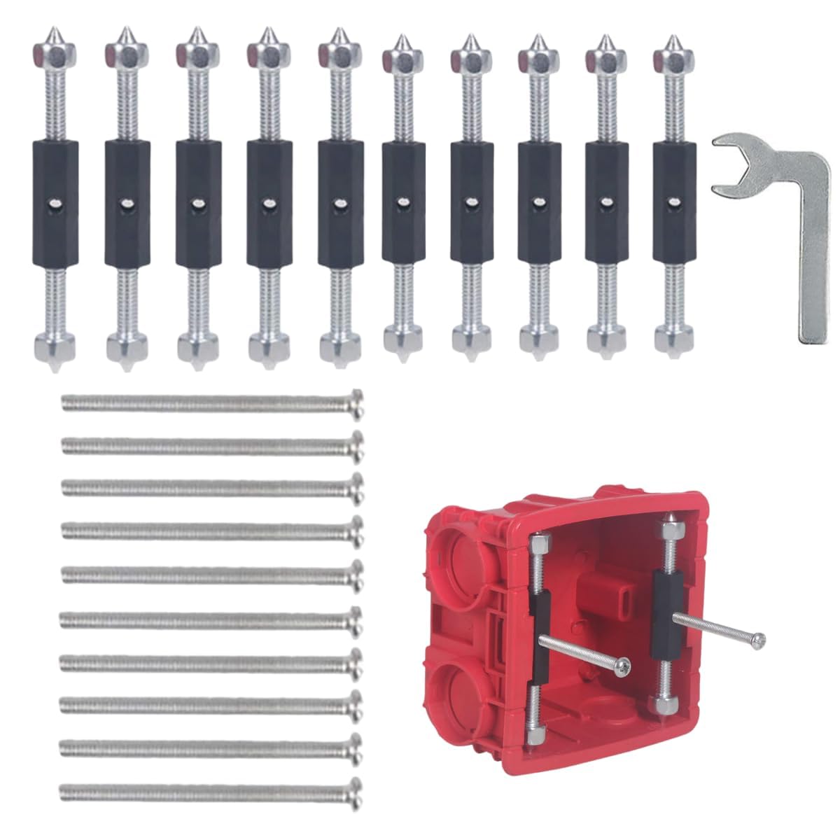 86 Type Switch Socket Cassette Repair, Electrical Box Screws Support Rod Switch Universal Outlet Repairer Wall Mount Switch Box Repair Device with Wrench,10Pcs-image-10