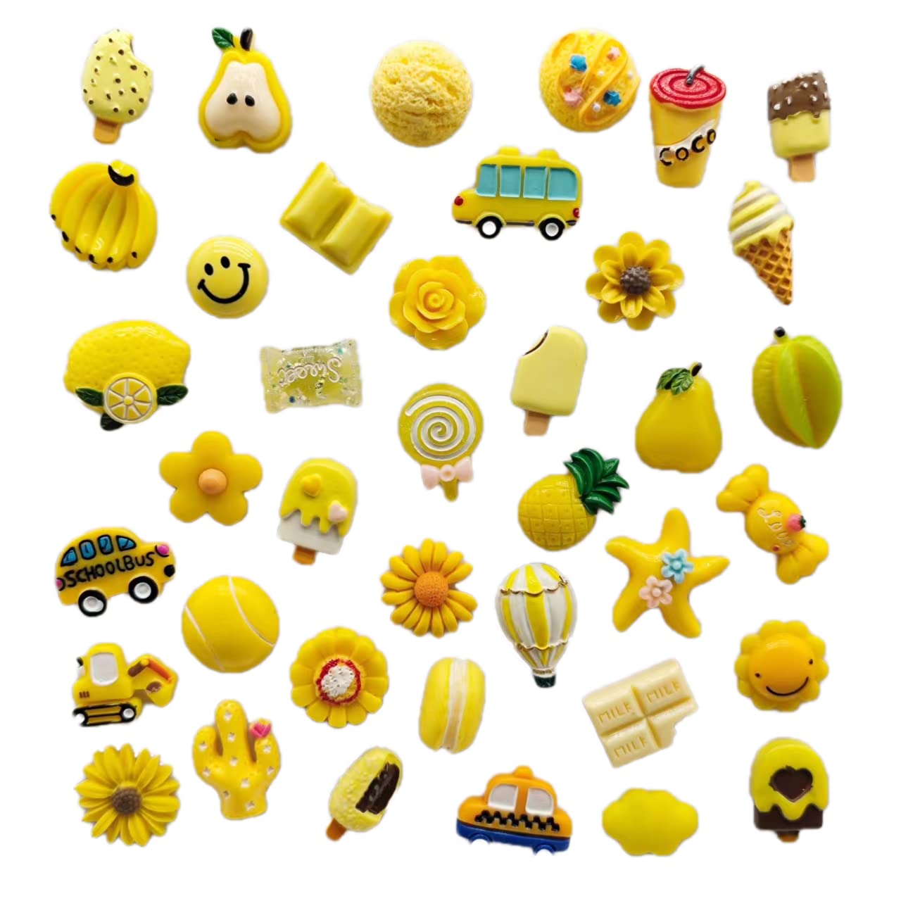 MisweeRandom Styles 32 pcs Color Series Resin Fridge Magnet Set Refrigerator Magnetic Sticker whiteboard Home Kitchen Decoration Office Supplies Photo Souvenir (Yellow)