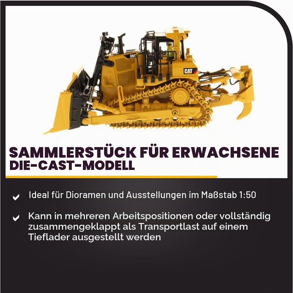 Diecast Masters 1:50 Scale Model Cat D9T Track-Type Tractor, 85944 | In Blechdose, detailgetreuer CAT Kettendozer, ab 14 Jahren, für Sammler geeignet, 85944