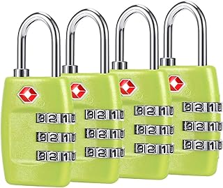 Cluckyu TSA Luggage Locks (4Pack) - 3 Digit Combination Padlocks - Approved Travel Lock for Suitcases & Baggage (Green1)