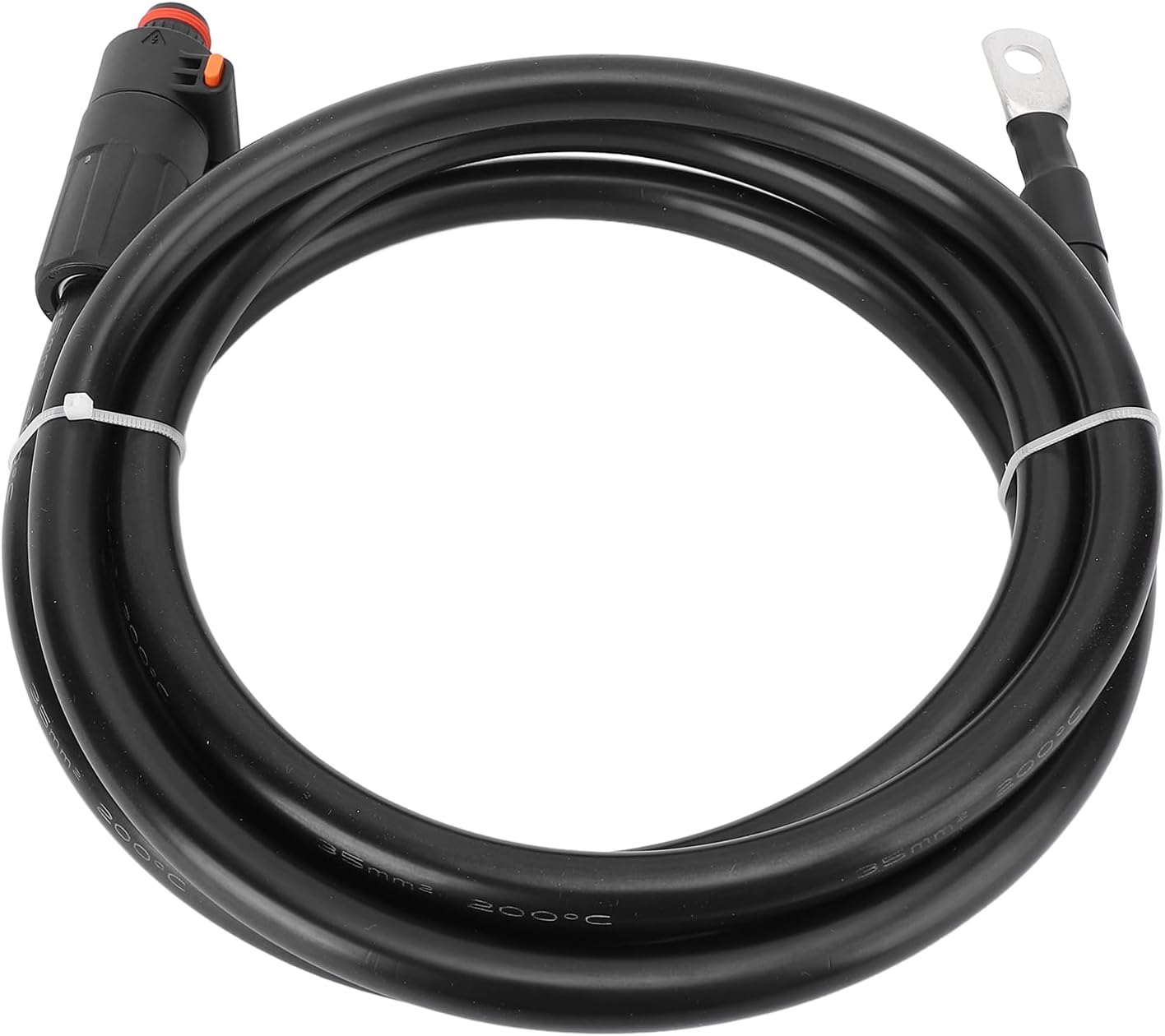 35mm² Battery Cable, Extra Flexible Rubber Power Wire with Black Straight Plug and SC35 8 Terminal, Inverter Connection Cable for Marine Motorcycle Car Tractor (1m / 3.3ft)