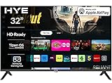HYE TV - Smart TV, 32" Screen Size, HD Ready Resolution, Apple AirPlay, Samsung Tizen OS & Gaming Hub, Versatile Connectivity, Black, Perfect For Streaming, Gaming & Entertainment - 32HDS1008