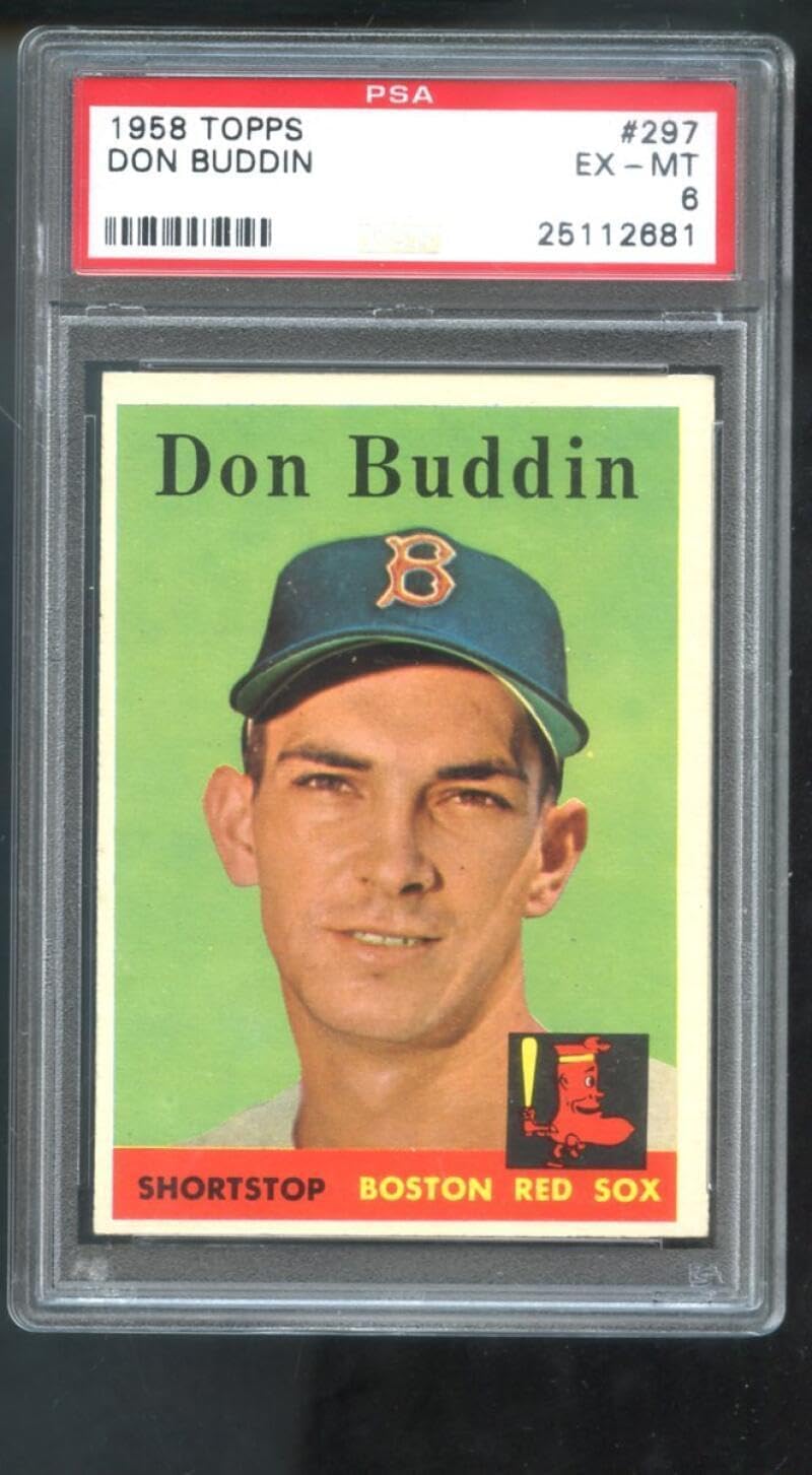 1958 Topps #297 Don Buddin PSA 6 Graded Baseball Card MLB Boston Sox - Slabbed Baseball Cards