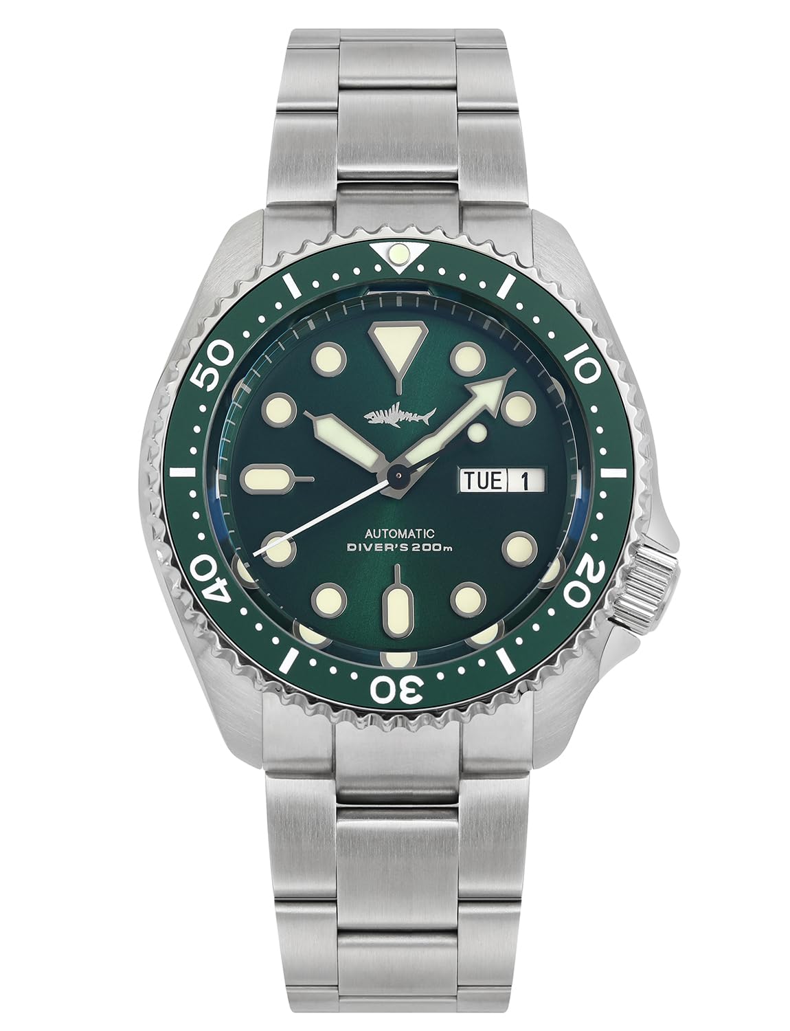 TACTICAL FROG Heimdallr SKX007 Montre pour homme, mouvement NH36A saphir cristal 200 m Montres automatiques C3 lumineuses, cadran de 42 mm