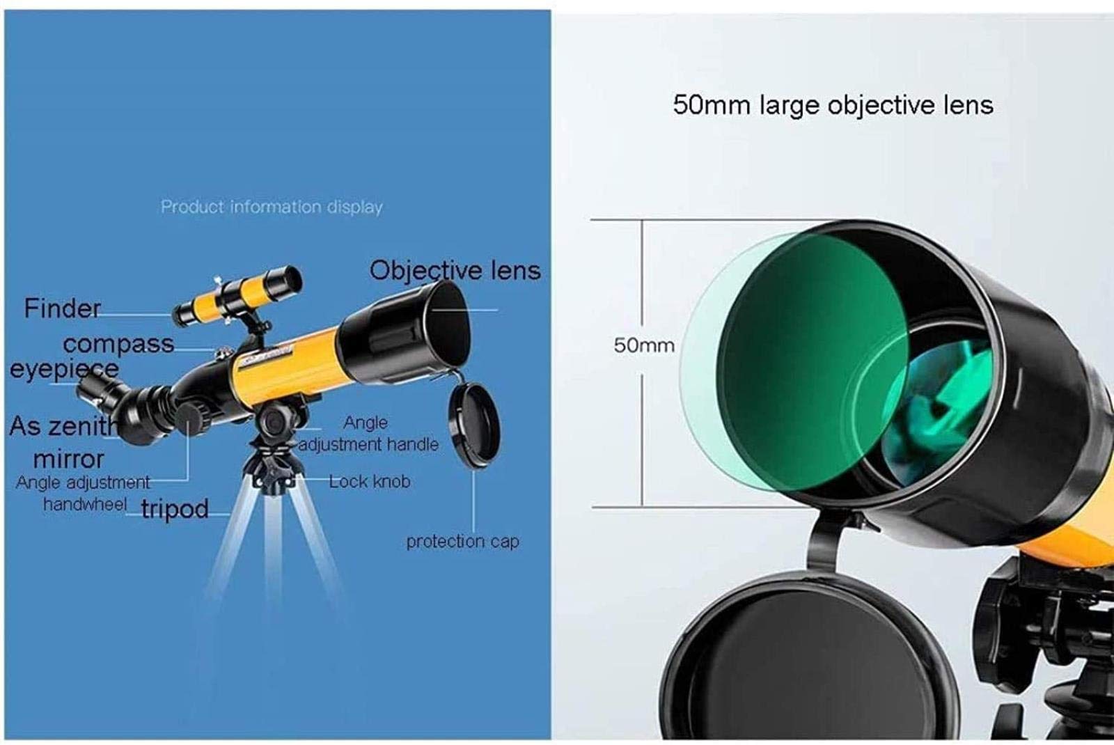 Teleskop dla początkujących dzieci, astronomiczny teleskop podróżny, teleskop refrakcyjny 70 mm, świetny prezent astronomiczny dla dzieci do odkrywania przestrzeni księżyca, pakiet 1, do wewnątrz/na