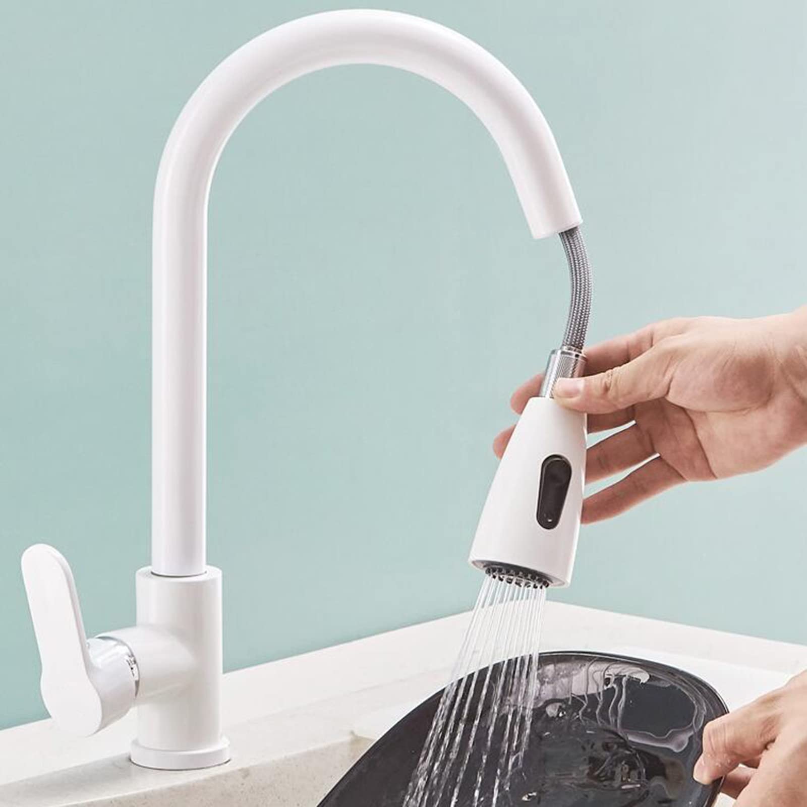Yjyjy B Faucets With Spray, Sink Rass 360° Rotation Hot And Cold Water Single Hole Multifunction Pull Out Kitchen Mixer Faucet
