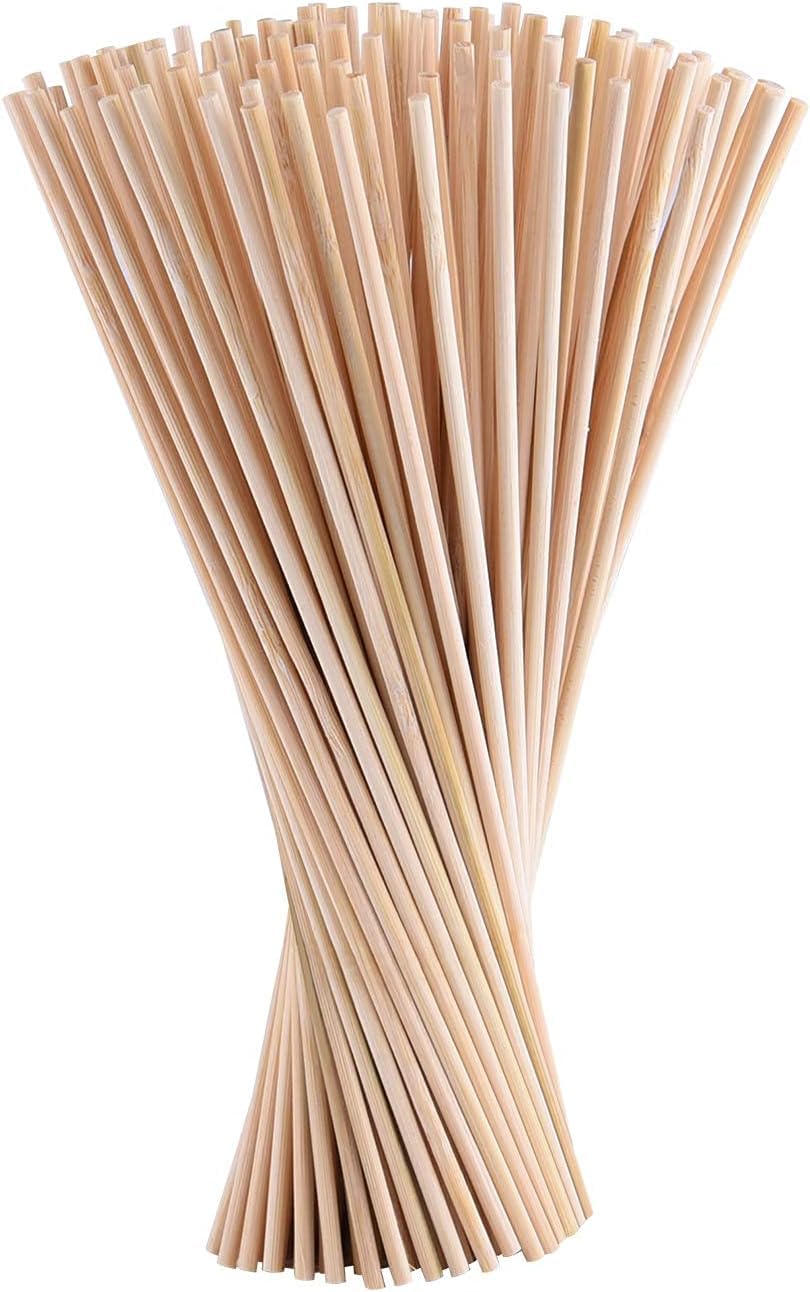 Dowel Rods, 100 Pack Natural Sticks Round Craft Wooden Sticks for DIY Craft (3 * 200mm)