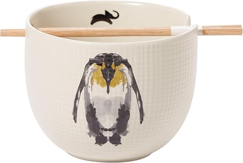 Department 56 Animal Planet Emperor Penguin - Cuenco y palillos de tinta para ramen, 21 onzas, multicolor