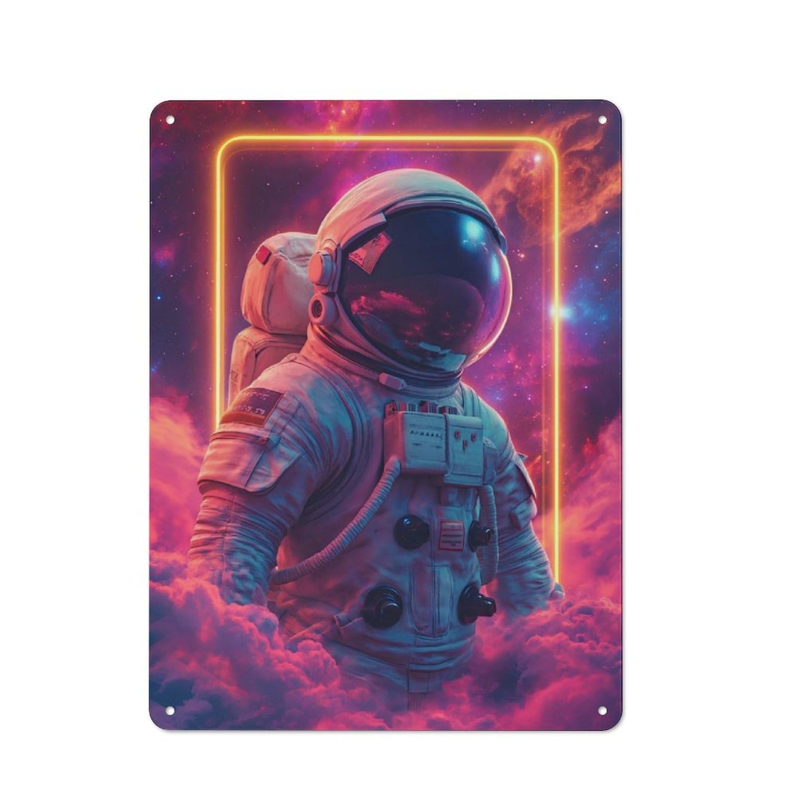 Junmoney Astronaut Neon Space Printed Metal Sign 40X30cm For Bar Or Restaurant, For Kitchen, Dining Room And Home Bar Wall Decor