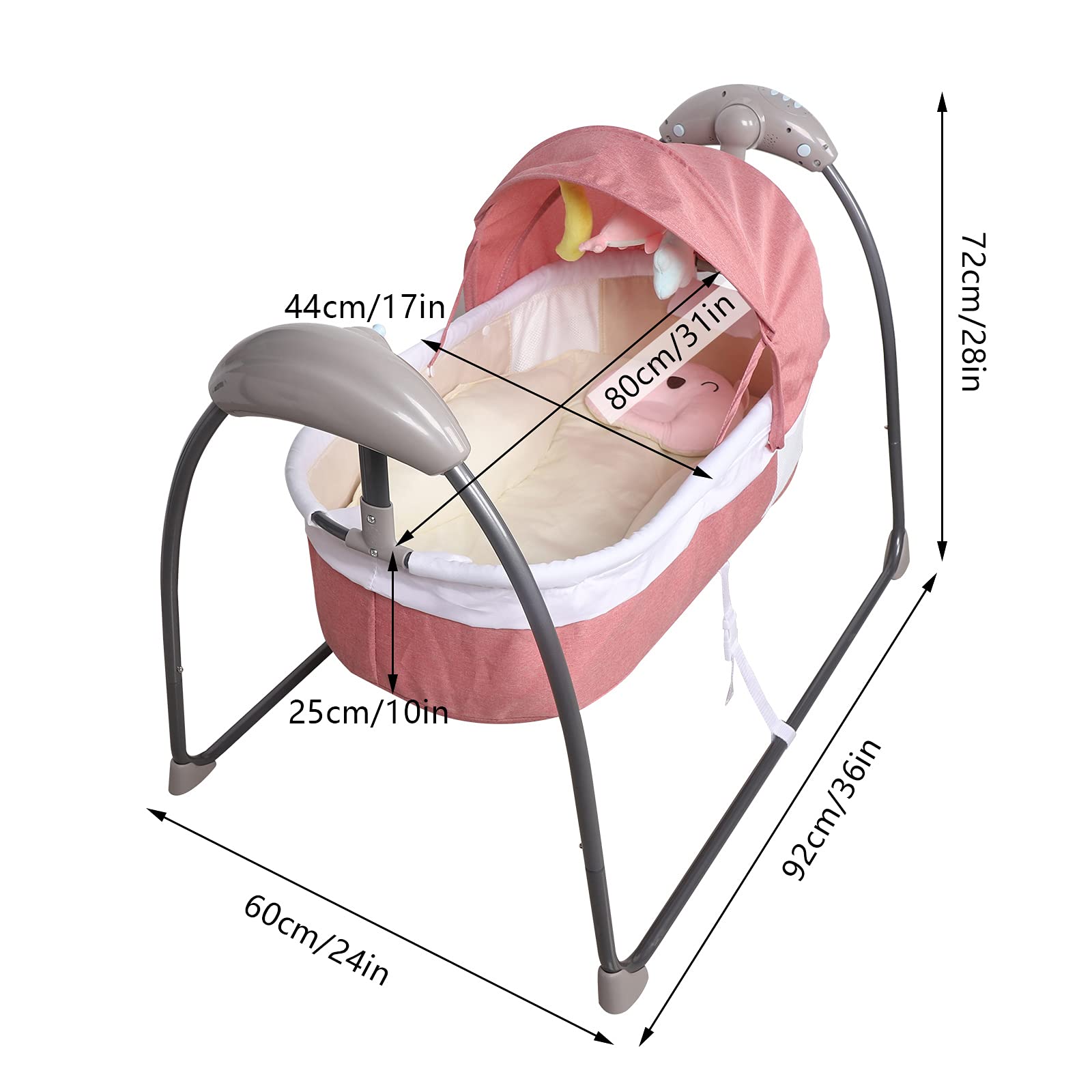 Bébé Crable avec minuterie Smart Baby Swings Lit de Voyage 3 Modes réglables Electric Baby Rockers pour Nouveau-né