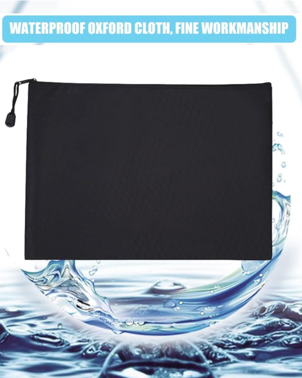 Bolsa Dinero con Cremallera Impermeable Oxford 24x18 cm Negra