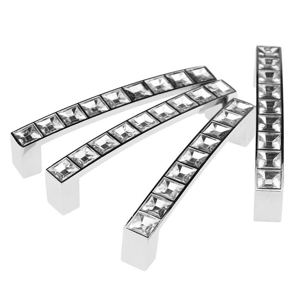 YINETTECH 4pcs Cabinet Pull Crystal Handle Bar Drawer Cupboard Door Wardrobe 96mm