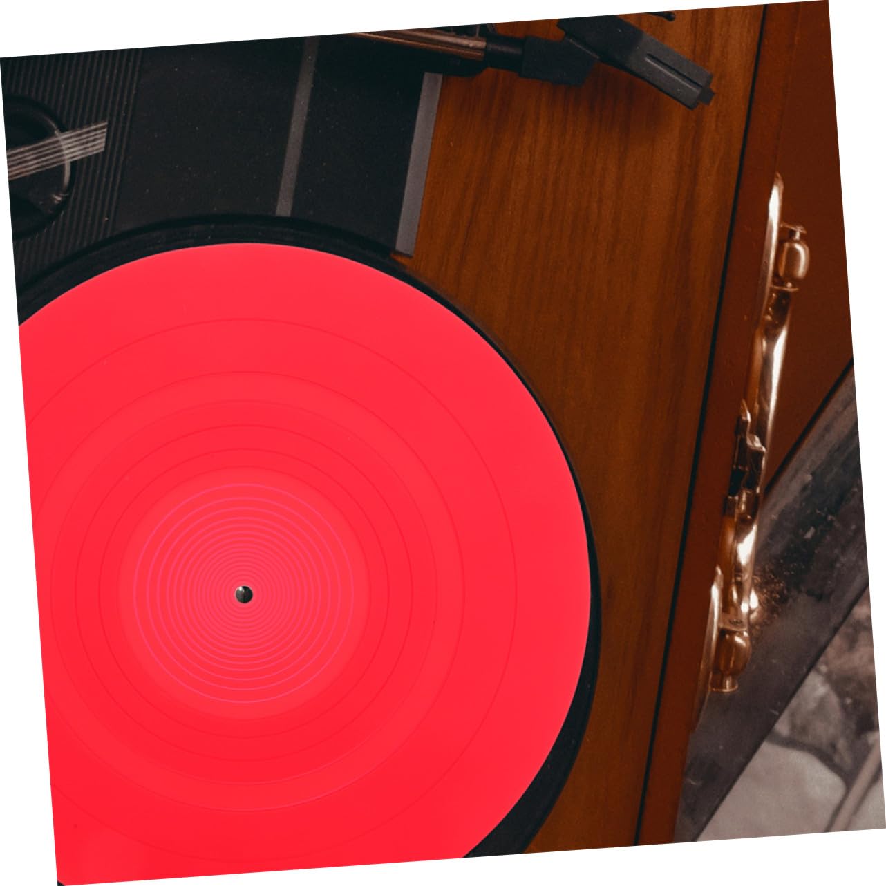 BESPORTBLE 2 Pezzi Tappetini Antistatici in Silicone Rosso per Giradischi Vinile, Protezione Dischi e Stabilità Durante L'ascolto Dj
