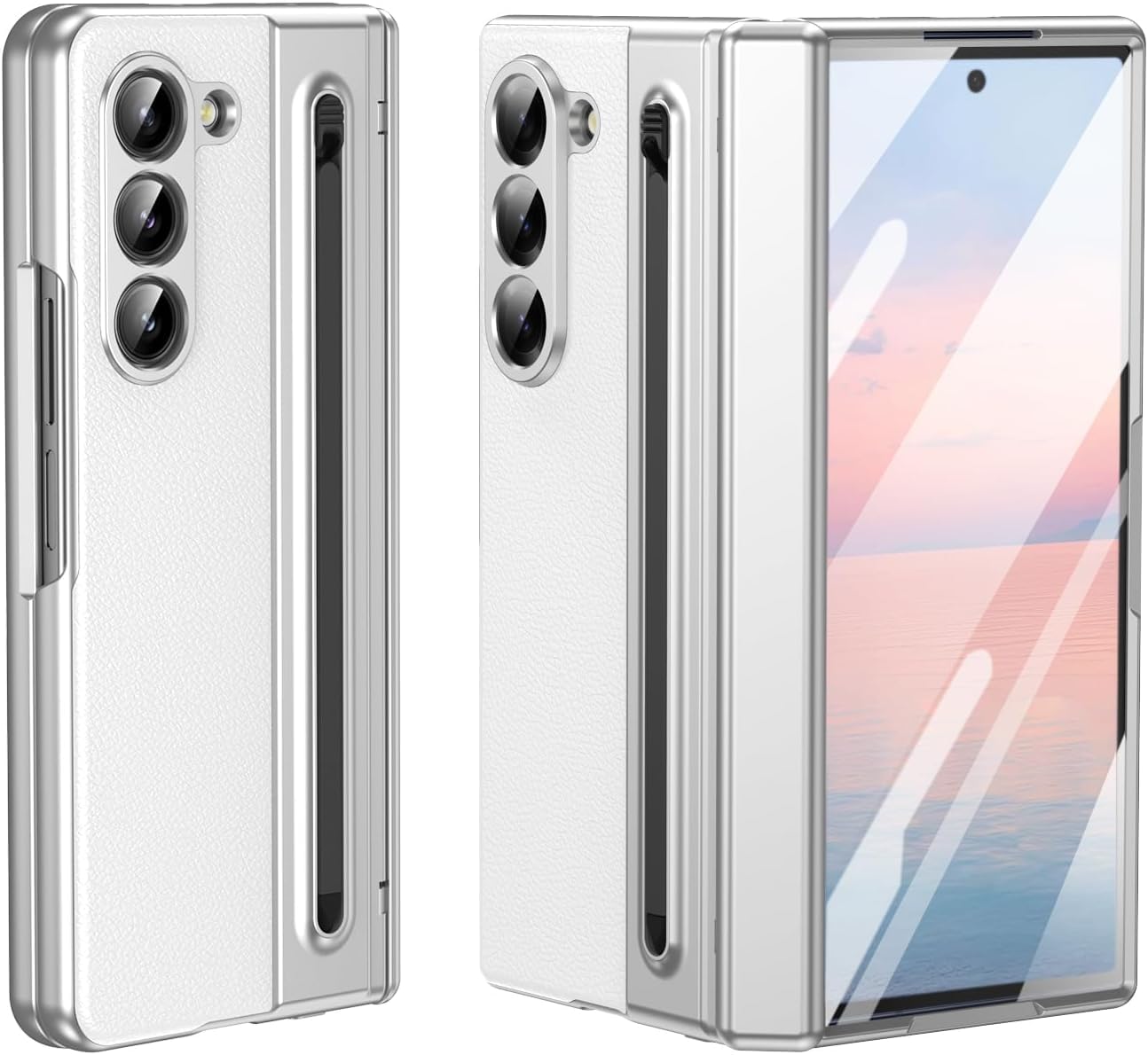 Hybird Shockproof Back Cover Case for Samsung Galaxy Z Fold 8 5G | Hing | S Pen Holder | Leather Hard Back Cover Case for Samsung Galaxy Z Fold8 5G (White, Samsung Galaxy Z Fold 8) — Amazon image 8