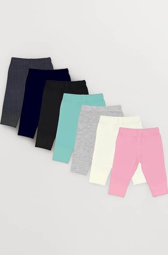 EIO Unisex Baby Unisex Baby Baby Cotton Snug Soft Pants/Diaper Fit/Pyjama/Mid Rise Leggings(Pack of 7), Assorted