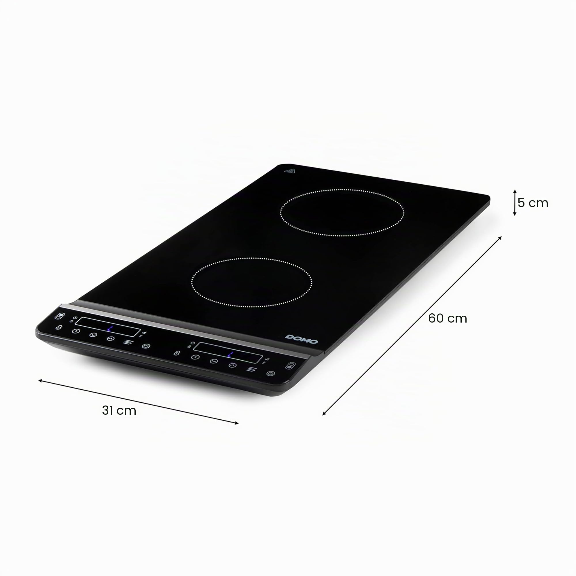 DOMO DO30211IP - Piastra di cottura a induzione verticale, 2 piani cottura, con timer