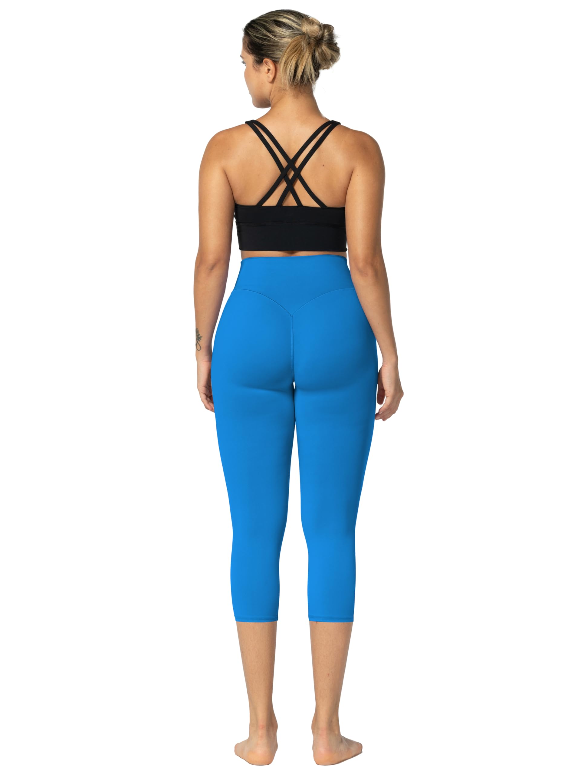 Sunzel Sunzfly - Leggings Capri con Trasero Oculto, Cintura Alta, Suaves, recortados, para Entrenamiento, Gimnasio, Yoga, con Control de Abdomen, Azul clásico, Small