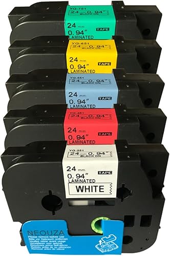 NEOUZA Paquete de 2 cintas de etiquetas laminadas Brother P-Touch TZe TZ de 0.945 in x 26.2 ft (TZe-751 negro sobre verde)