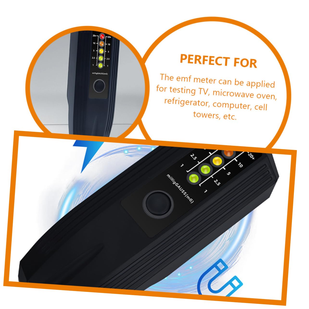 SOLUSTRE 4piezas Detector De Radiación Electromagnética Profesional Medidor De Campo Magnético Digital Portátil Para Investigación y Detección De Emf Muebles Antigüedades y