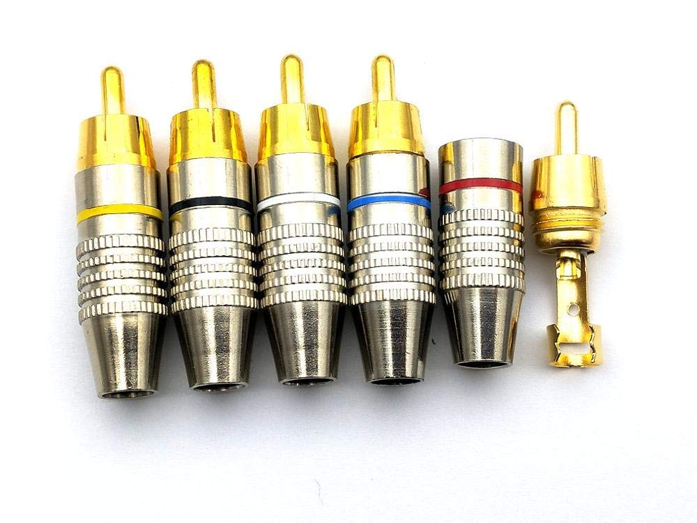 Lot de 100 connecteurs RCA mâles à souder en métal 5 couleurs