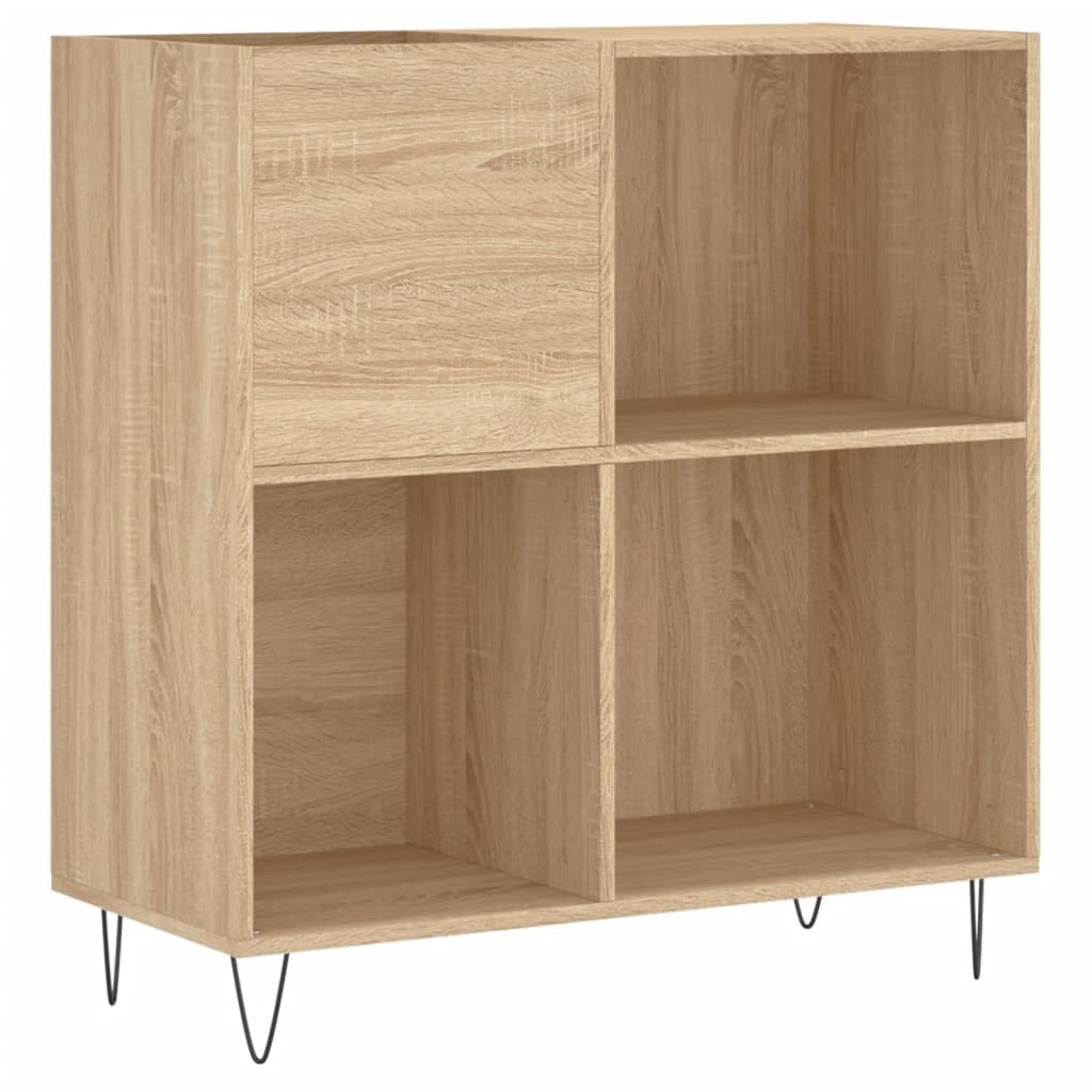 ARKEM Mobile Porta Dischi Rovere Sonoma 84,5x38x89, Supporto per Giradischi in Legno Multistrato con Spazio di Archiviazione