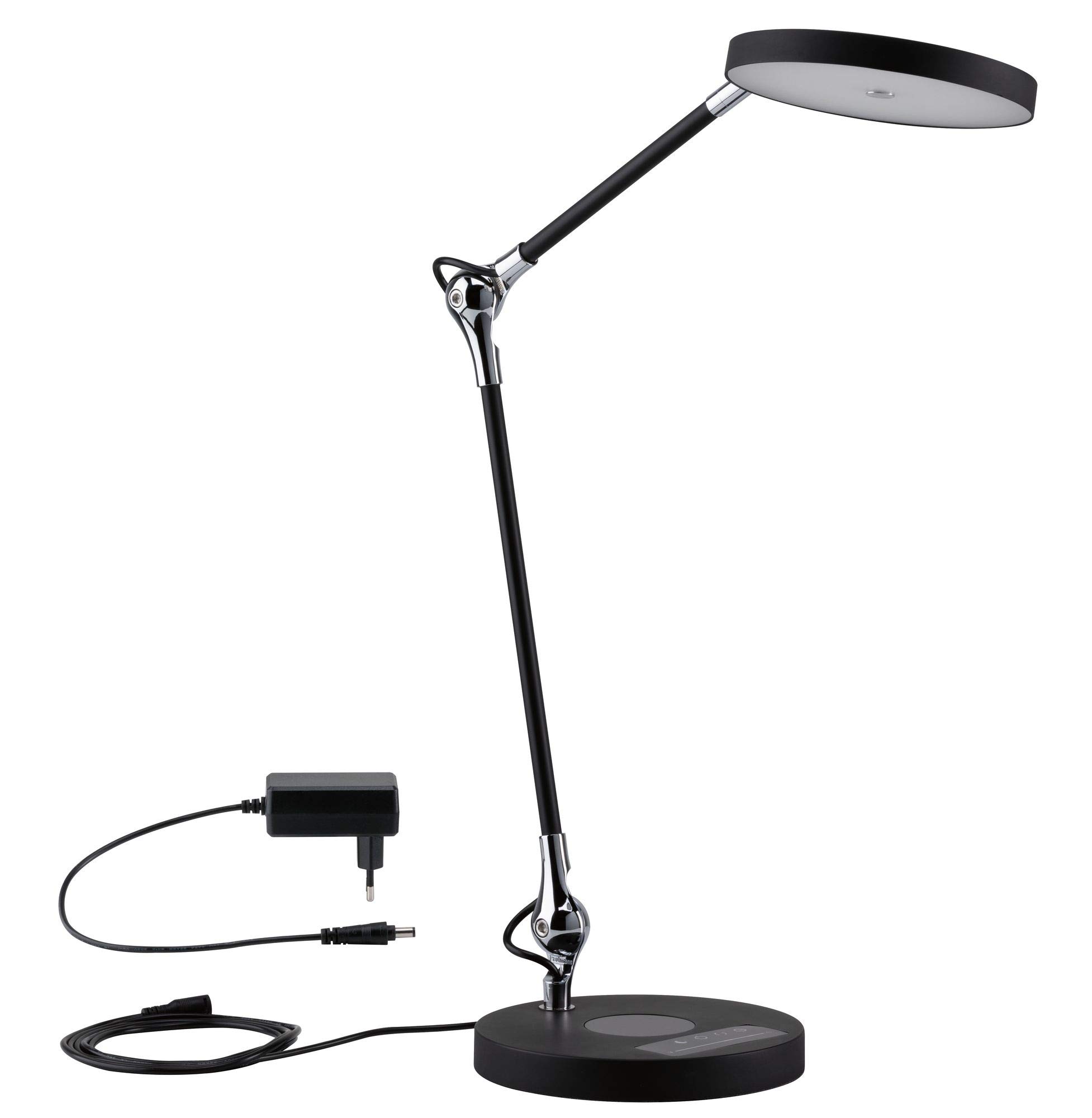 Paulmann 78910 LED Schreibtischleuchte Numis White Switch Qi Ladefunktion incl. 1x11 Watt dimmbar Schwarz Aluminium, Kunststoff 2.700-6.500 K