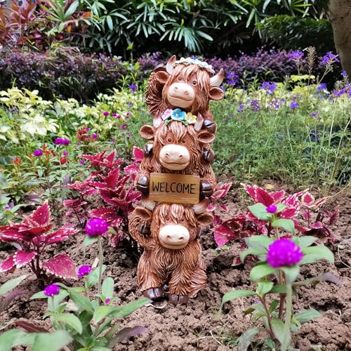 12 Inch Highland Cow Garden Statue Solar Outdoor Decor for Yard Patio Porch - image 9
