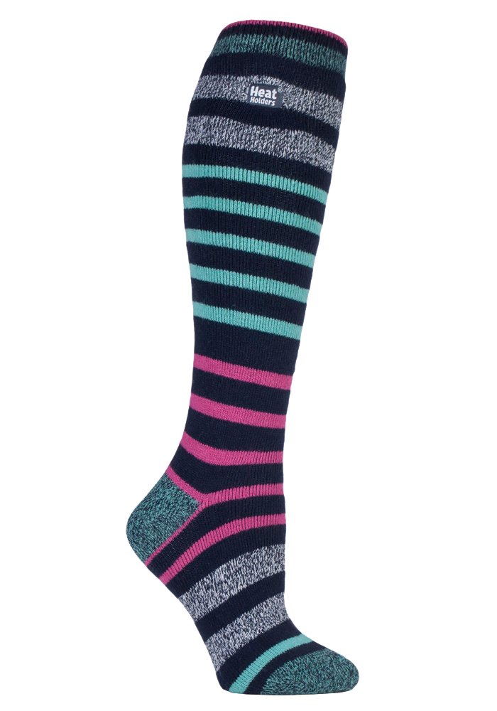 HEAT HOLDERS Lite - Ladies Thin Extra Long Knee High 1.6 TOG Patterned Winter Warm Thermal Socks (4-8 UK, Broughton)