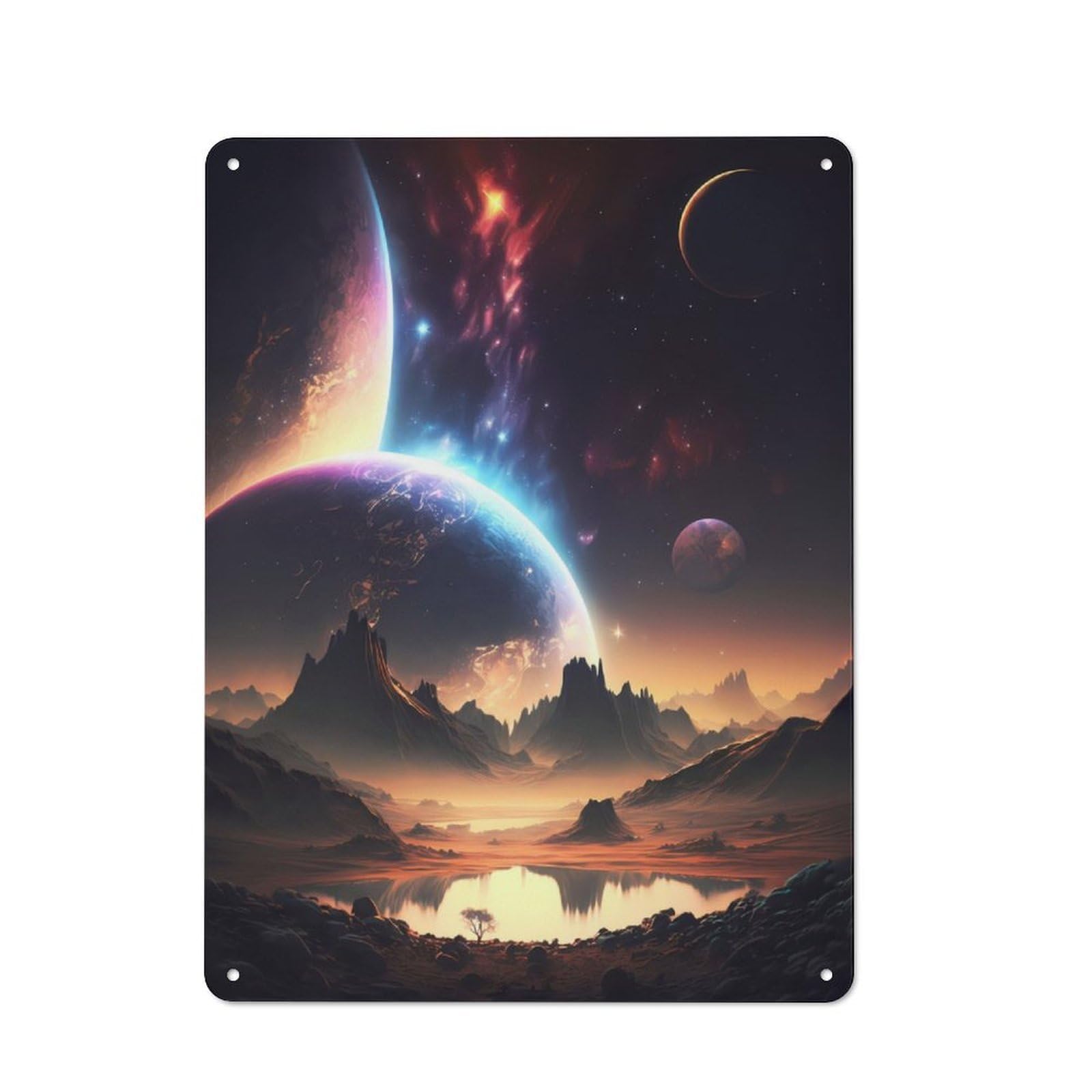 Rustic Oasis Of Cosmos Landscape Tin Wall Sign 40x30cm, Kitchen Wall Decor for Bakery, Diner, Cafe Or Family Room