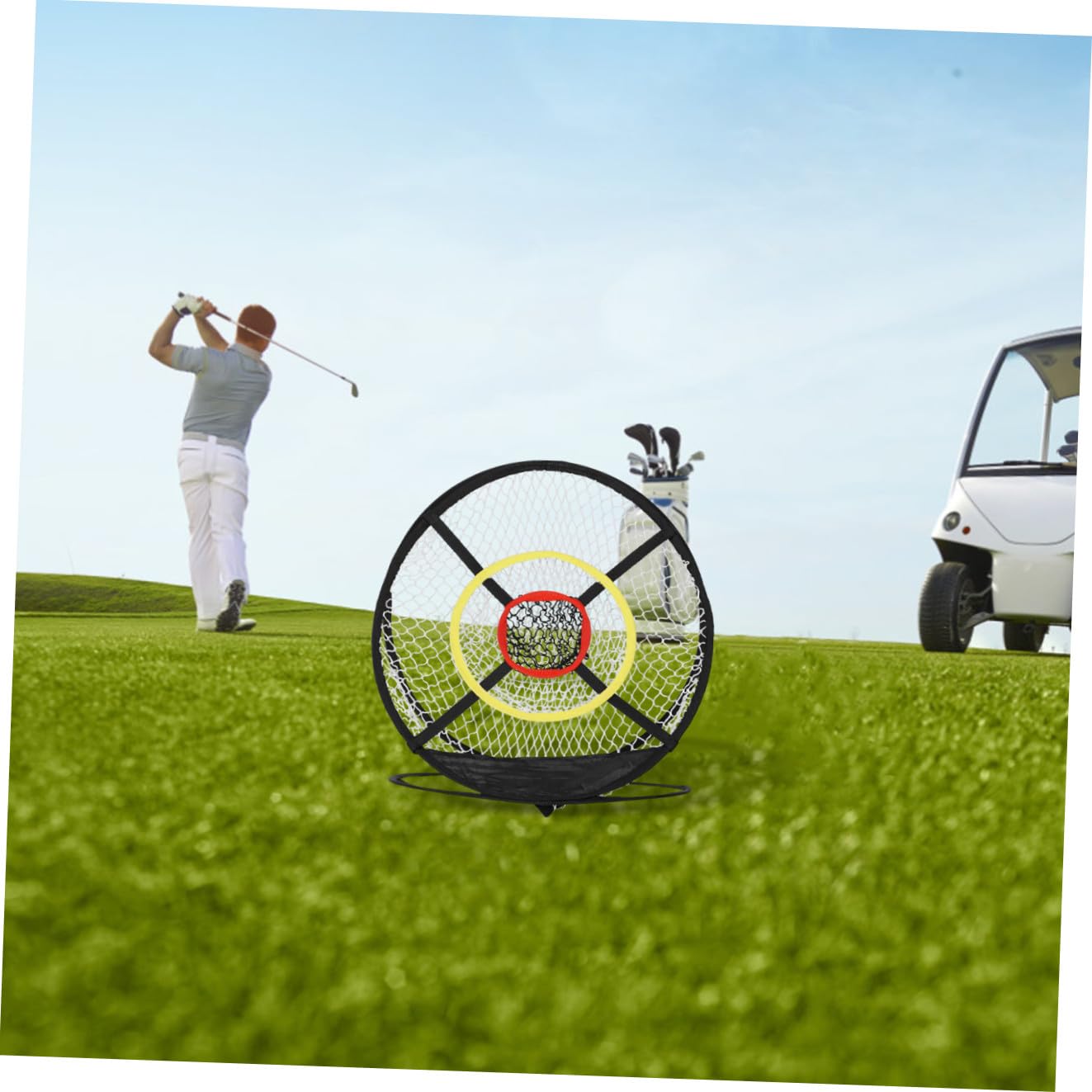 Rete da Allenamento per Golf Nera in Poliestere Pieghevole