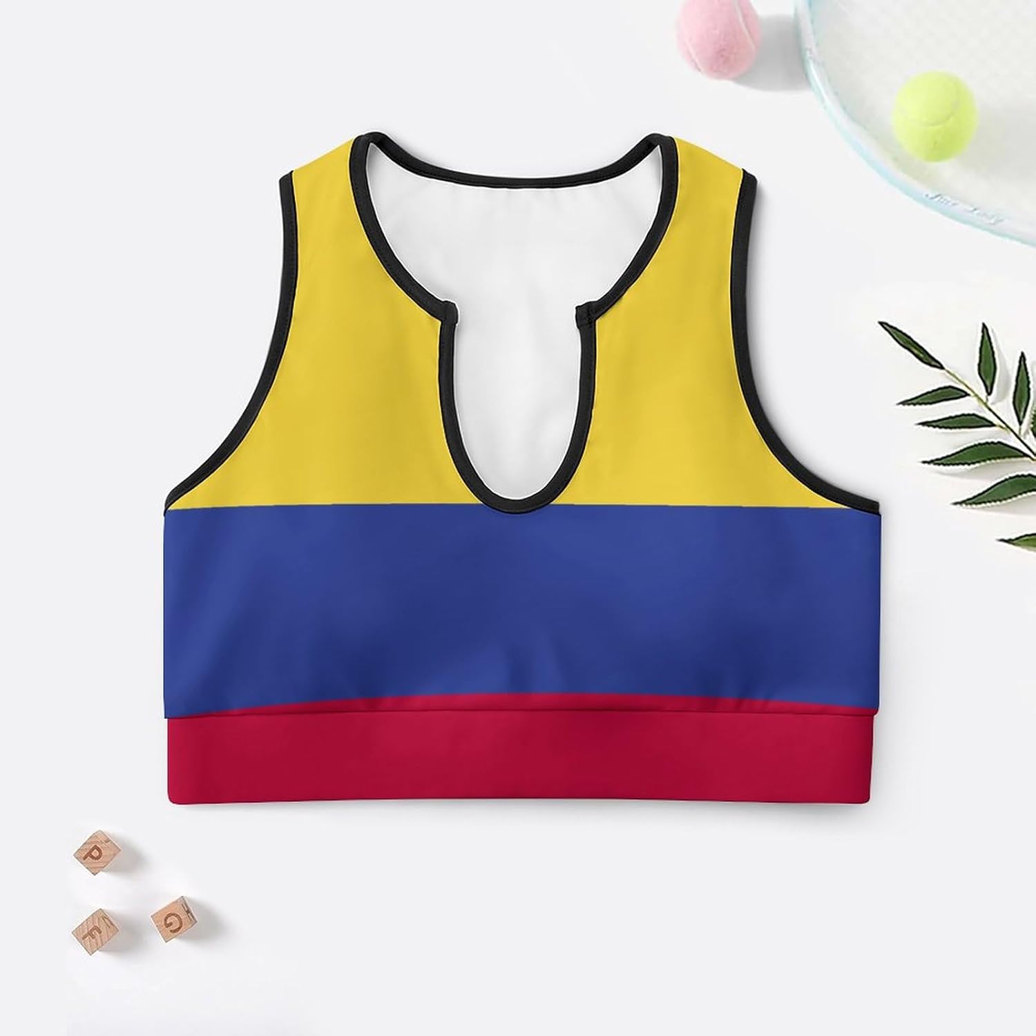 Adugen Origei Colombia Flag Print Fashion Yoga Clothes Yoga Bra Yoga Crop Tank Tops Sports Bra Colombia Flag L