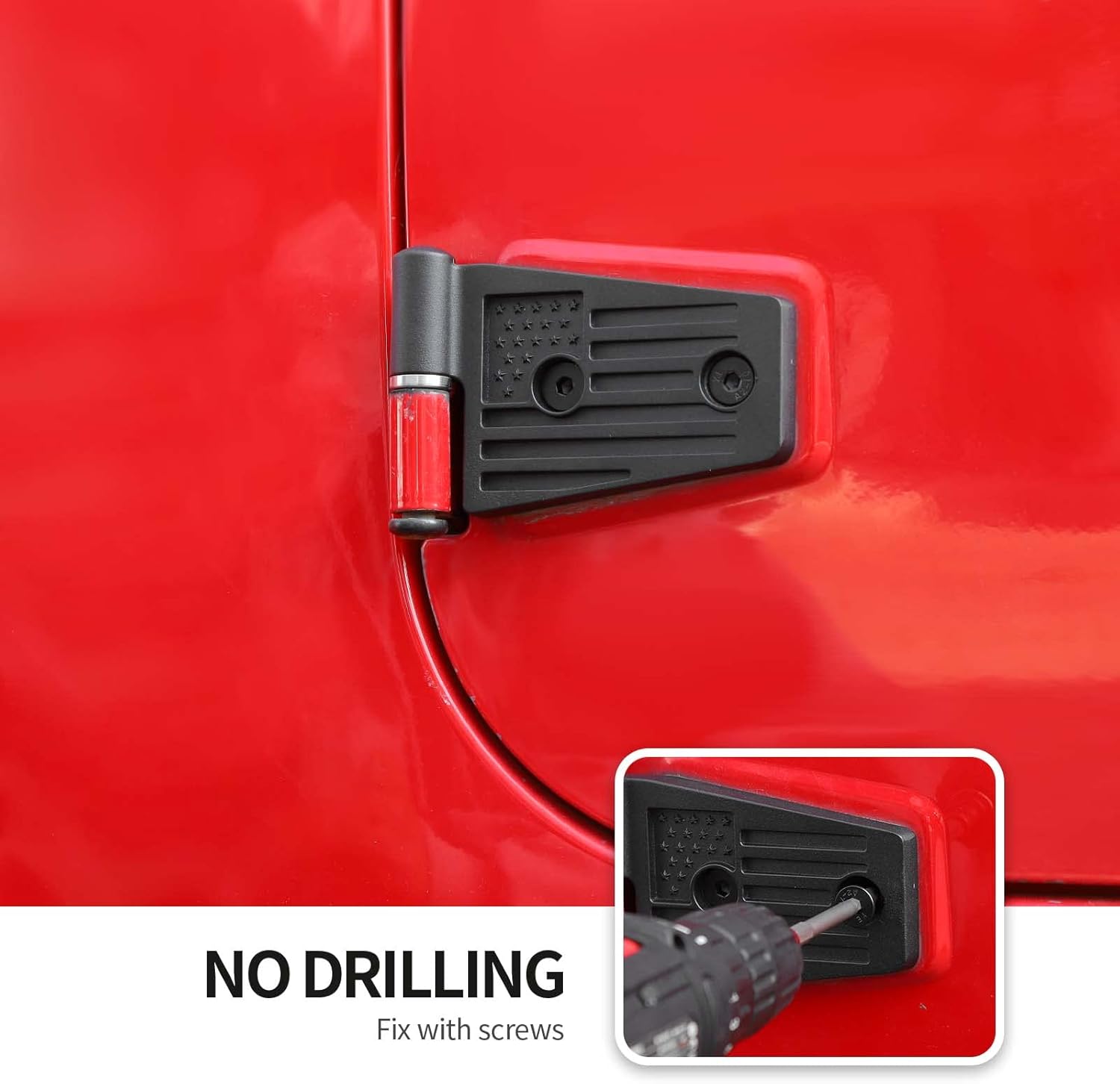 CheroCar for Jeep jk Door Hinges,Original Door Hinges Kit Exterior Accessories for Jeep Wrangler Unlimited Rubicon Sahara Sports Accessories 2007-2017 JK JKU, Aluminum Alloy, 4pcs…