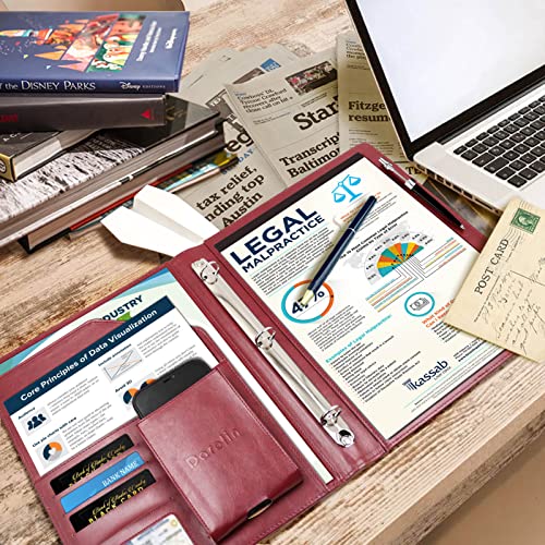 Darolin Business/Resume Portfolio Folder Binder, Padfolio With 3 Ring Binder, Interview/Conference/Legal Document Portfolio Organizer, Leather Portfolio Padfolio For Women/Men-Rw #TOP6