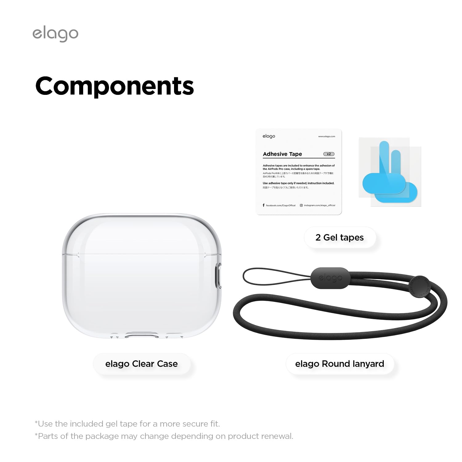elago Custodia Trasparente per AirPods Pro 3, con Cinturino Portatile, Compatibile con Ricarica Wireless, Trasparenza Duratura, Antiurto, LED Frontale Visibile, Adattamento Perfetto (Trasparente)