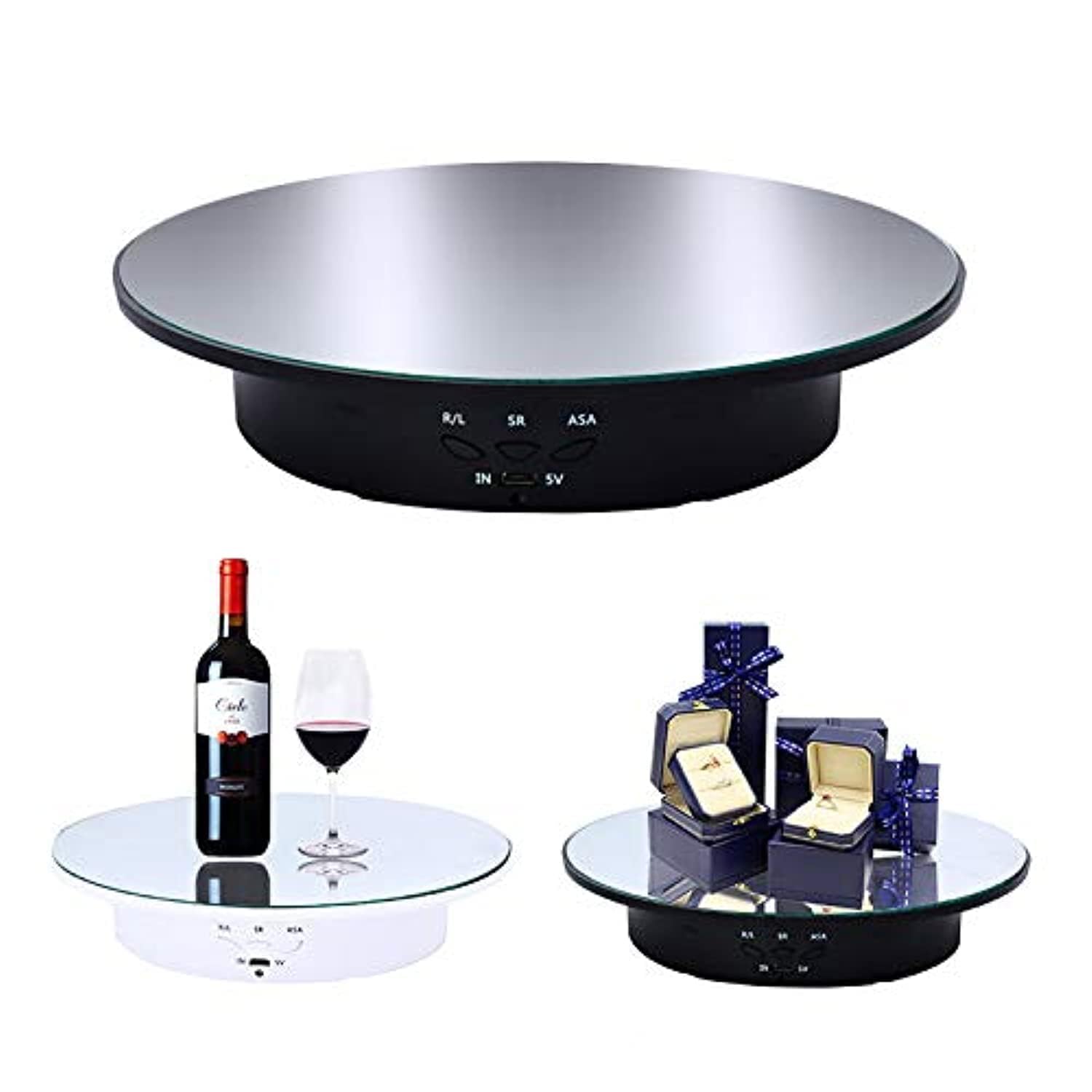 360 Degree Electric Motorized Rotating Display Stand (Black,20cm, Load 8kg)