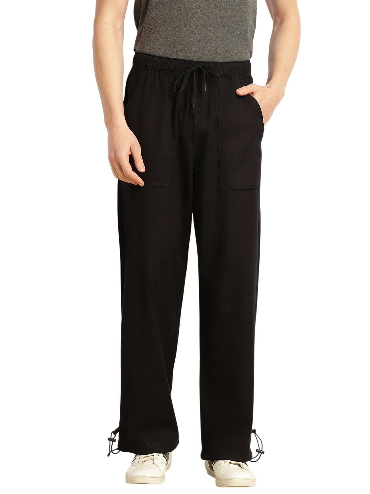 thomas scott Men's Relaxed Fit Mid-Rise Solid Woven Trouser | Four Pockets | Drawstring Closure | Drawstring Toggle-picture-16