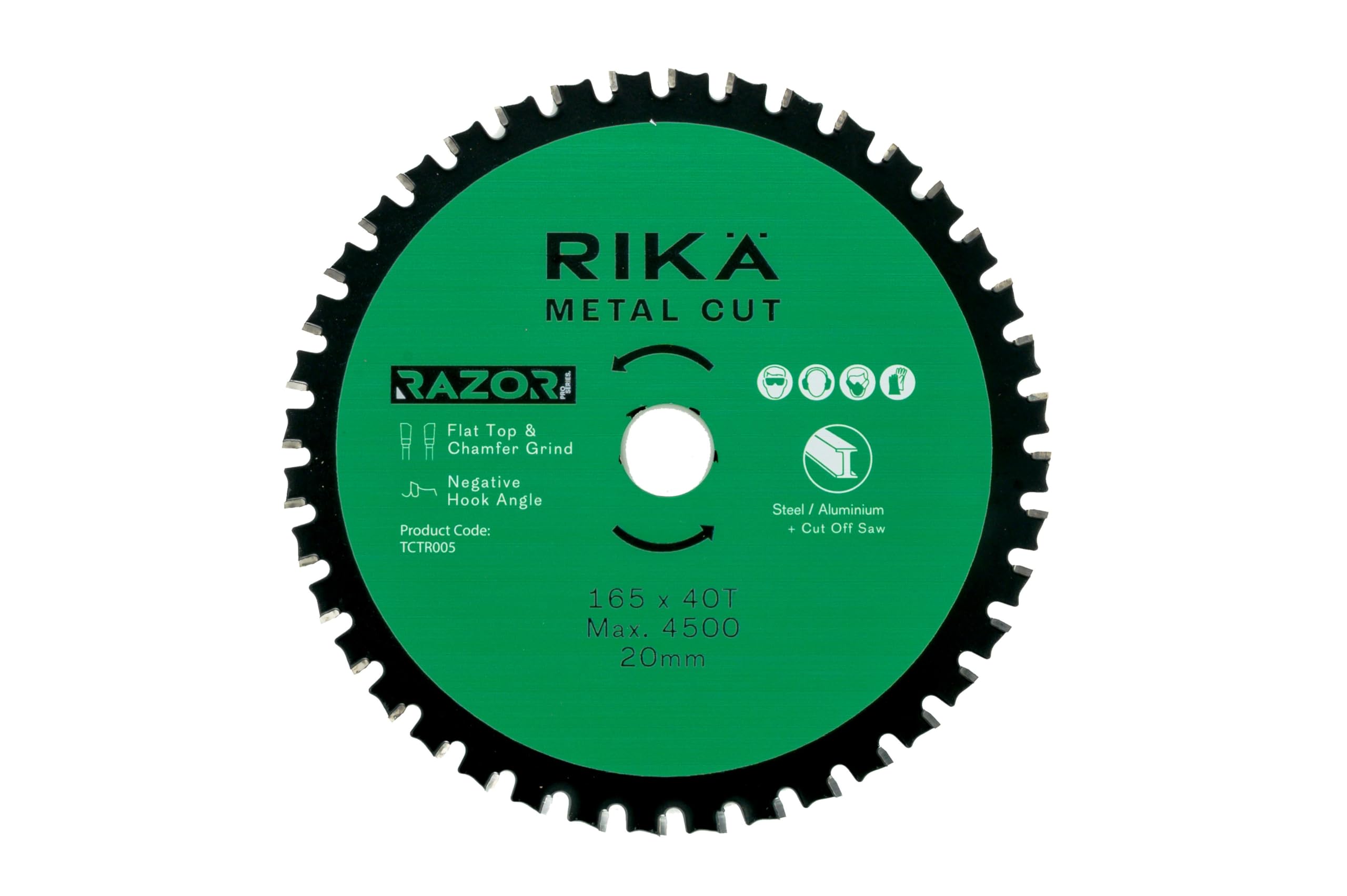 Rikä TCTR005 Razor Pro TCT Mild Steel/Ali Saw Blade 165mm x 40T x 20mm