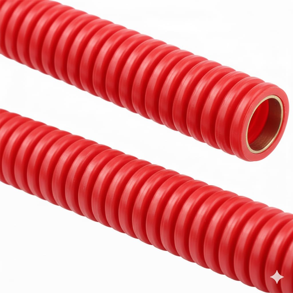 Tubo Corrugato Rosso 16mm 50 metri | Tubi corrugati con Certificato AENOR usati per la conduzione di cavi elettrici | Tubo corrugato esterno 16 mm | Condotto per cavi elettrici