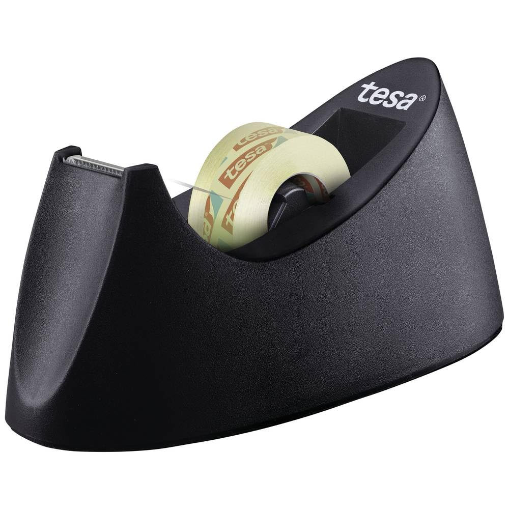 tesa Easy Cut Tischabroller CURVE - rutschfest, einfache Handhabung, sauberer Schnitt - mit 8 Rollen tesafilm transparent 33m:19mm