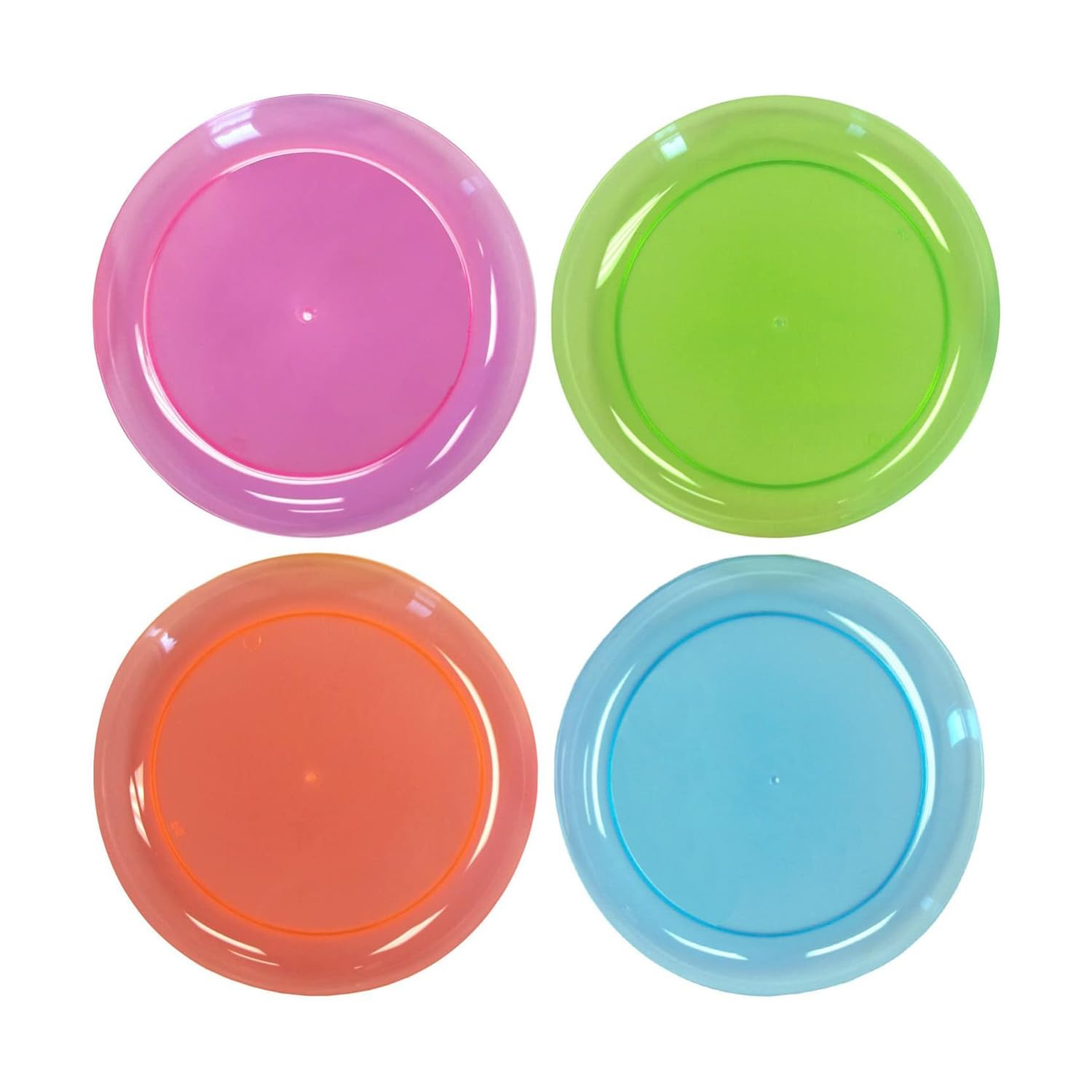 Party Essentials Hard Plastic 6-Inch Round Party/Dessert Plates, Assorted Neon, 80-Count